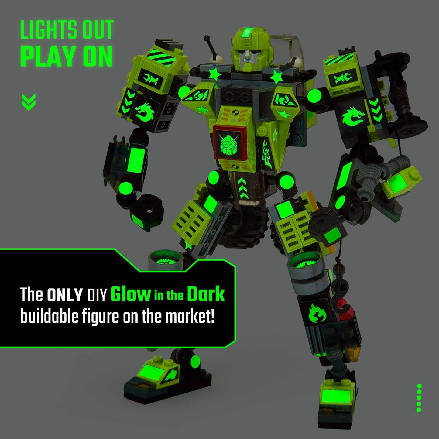 JITTERYGIT Mech Buildable Robot Glow-in-the-Dark STEM Toy Set - 3-in-1 Space Hero Gift