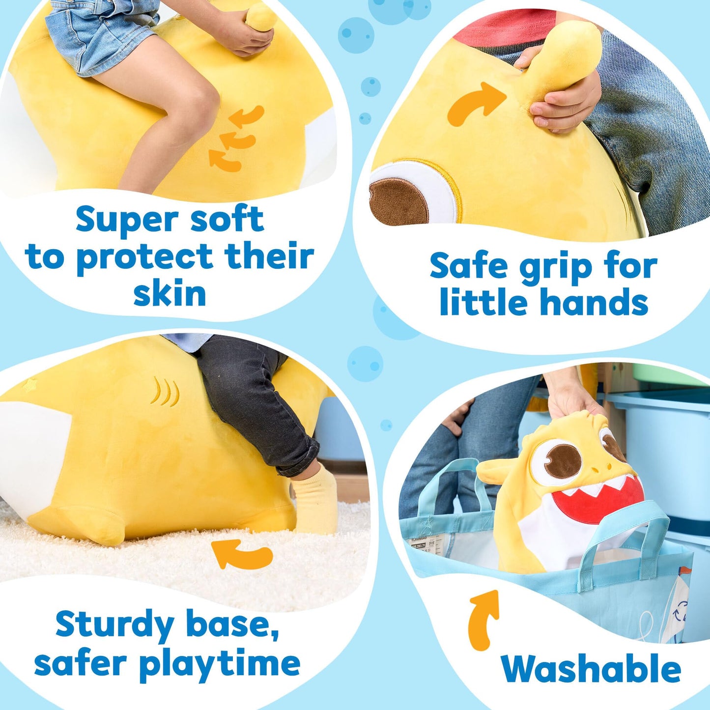 JITTERYGIT Baby Shark Bouncy Hopper - Musical Plush Ride-On for Indoor & Outdoor Fun