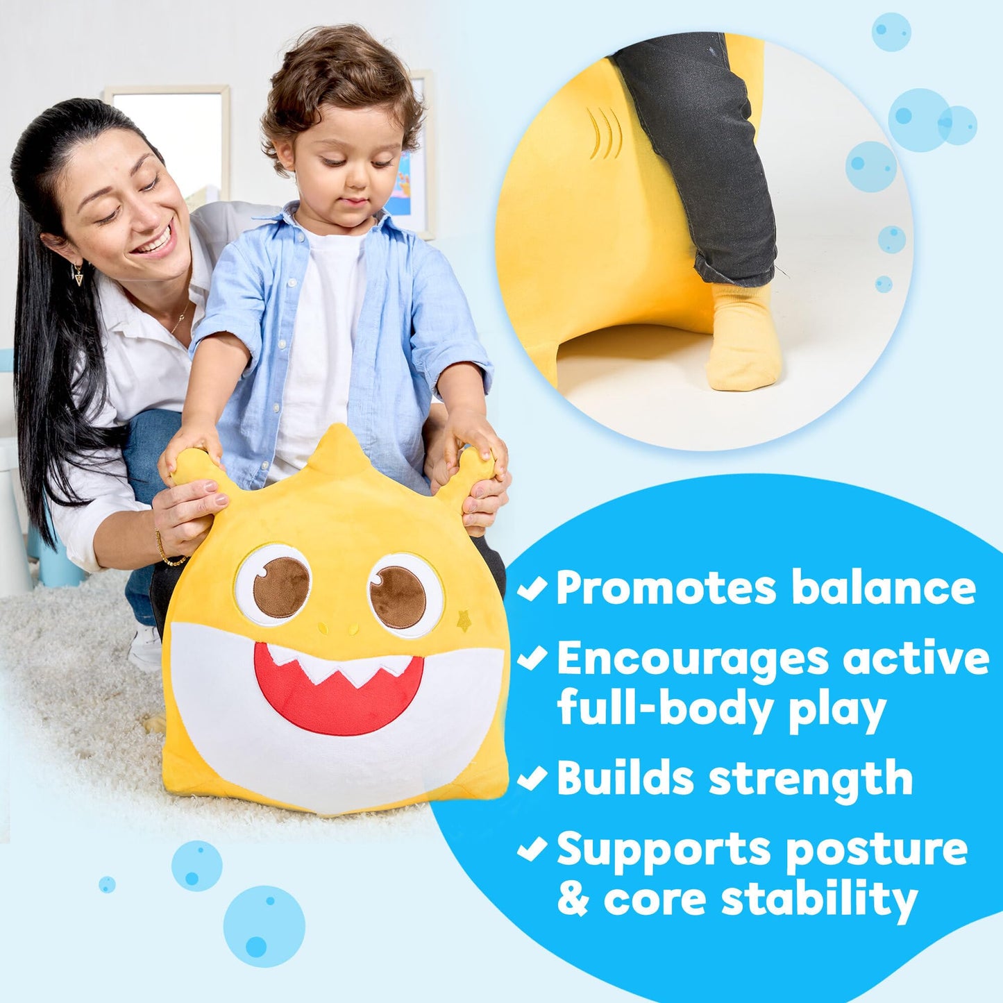 JITTERYGIT Baby Shark Bouncy Hopper - Musical Plush Ride-On for Indoor & Outdoor Fun