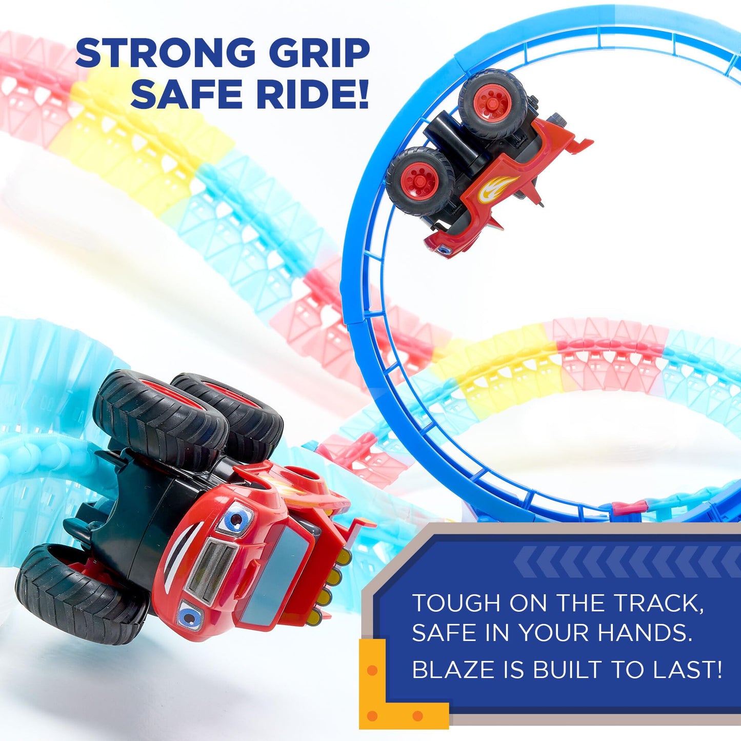 Blaze and The Monster Machine Race Track Set by JitteryGit – 117-Piece Glow Track STEM Playset
