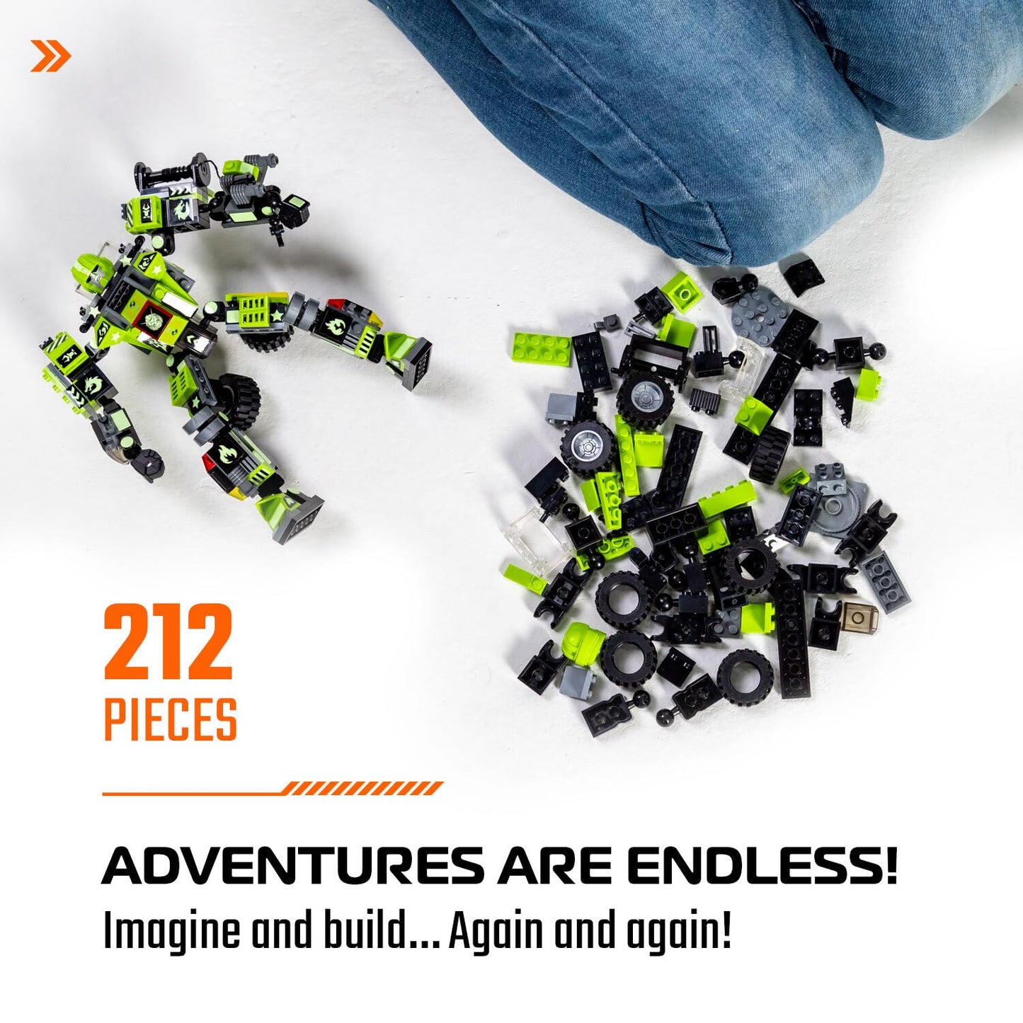 JITTERYGIT Mech Buildable Robot Glow-in-the-Dark STEM Toy Set - 3-in-1 Space Hero Gift