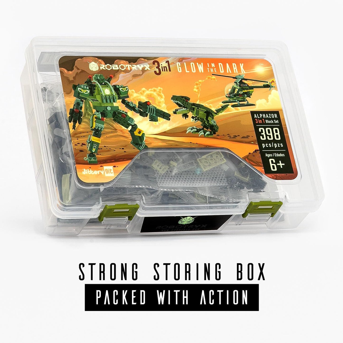 JITTERYGIT Robot Army Buildable Mech Soldier – Glow-in-the-Dark STEM Toy Kit for Kids 6-11