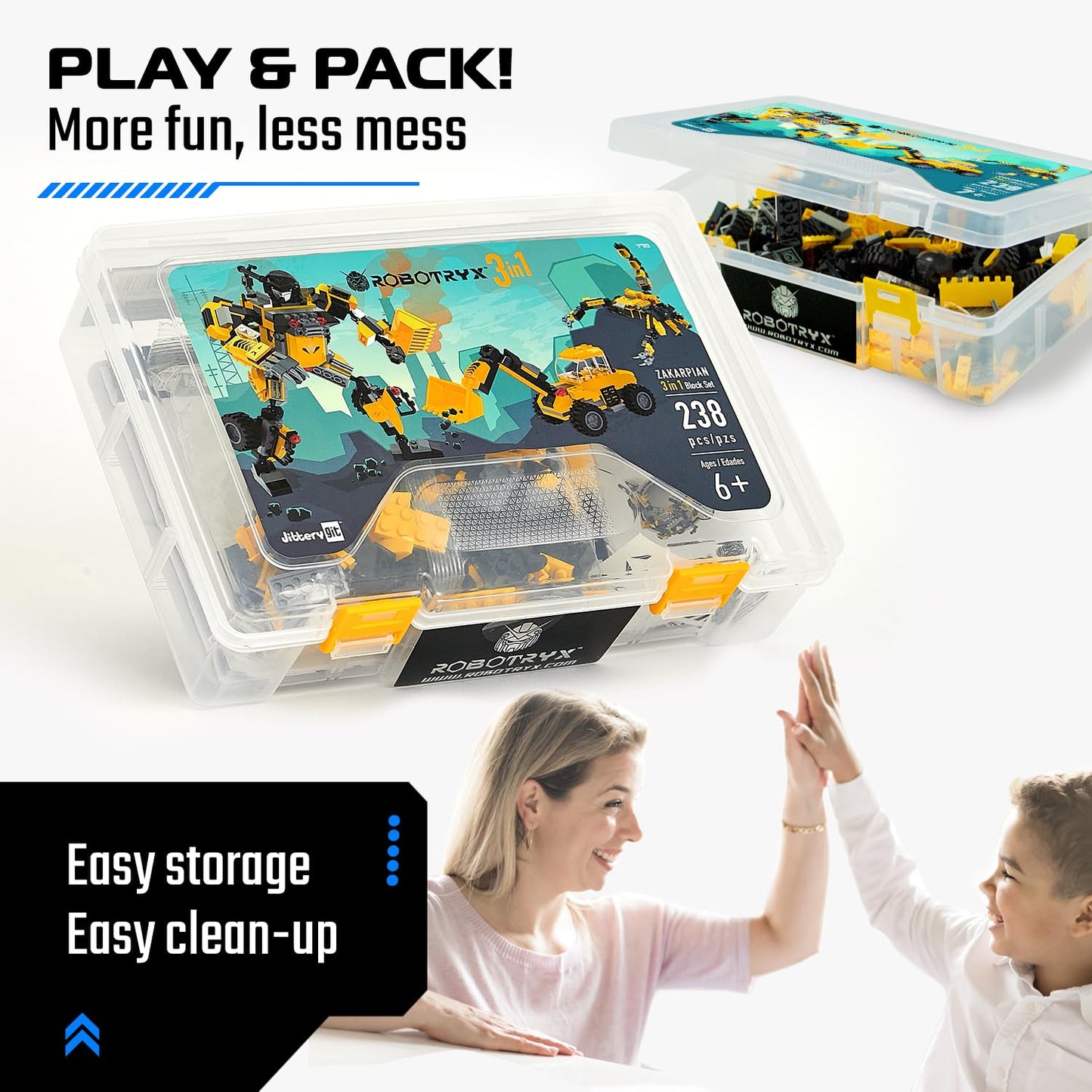 JITTERYGIT Robotryx 238-Piece STEM Builder • Glow-in-the-Dark 3-in-1 Kit for Ages 6-10
