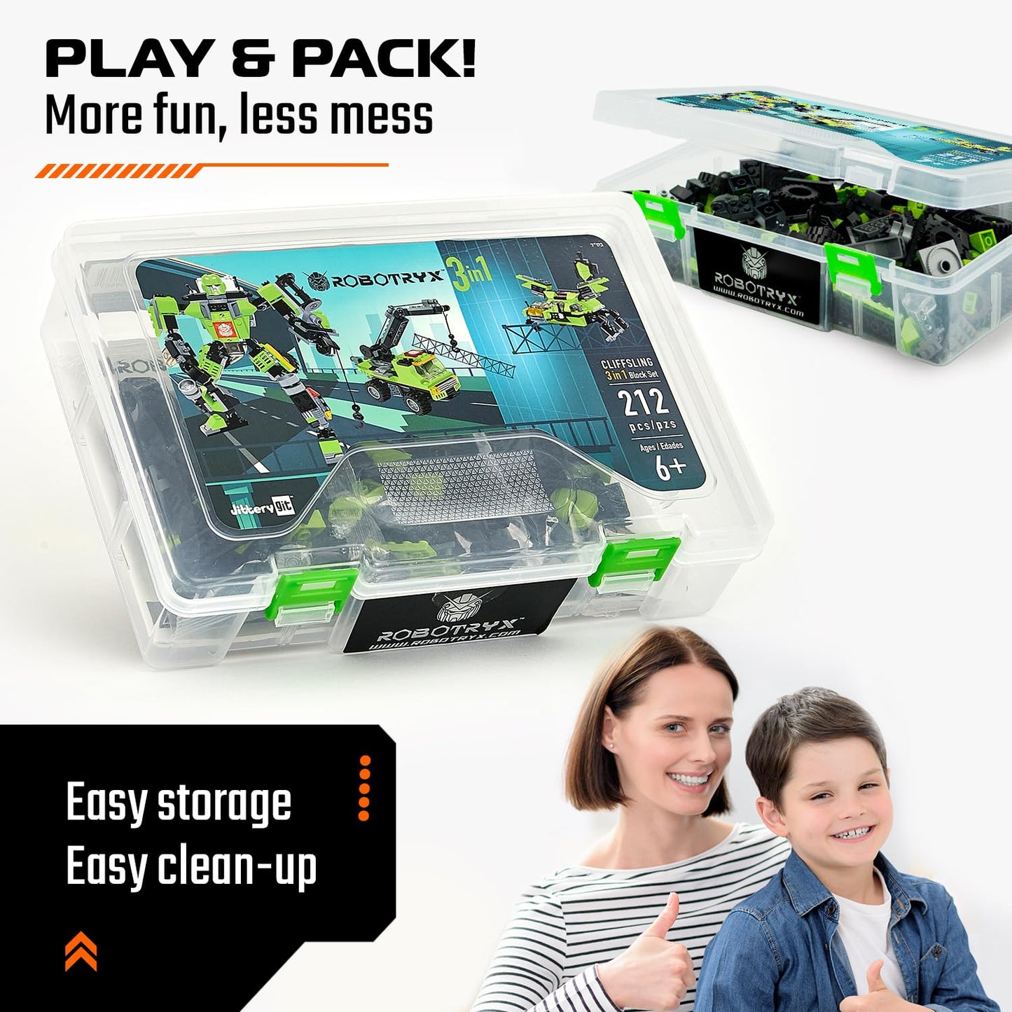 JITTERYGIT Mech Buildable Robot Glow-in-the-Dark STEM Toy Set - 3-in-1 Space Hero Gift