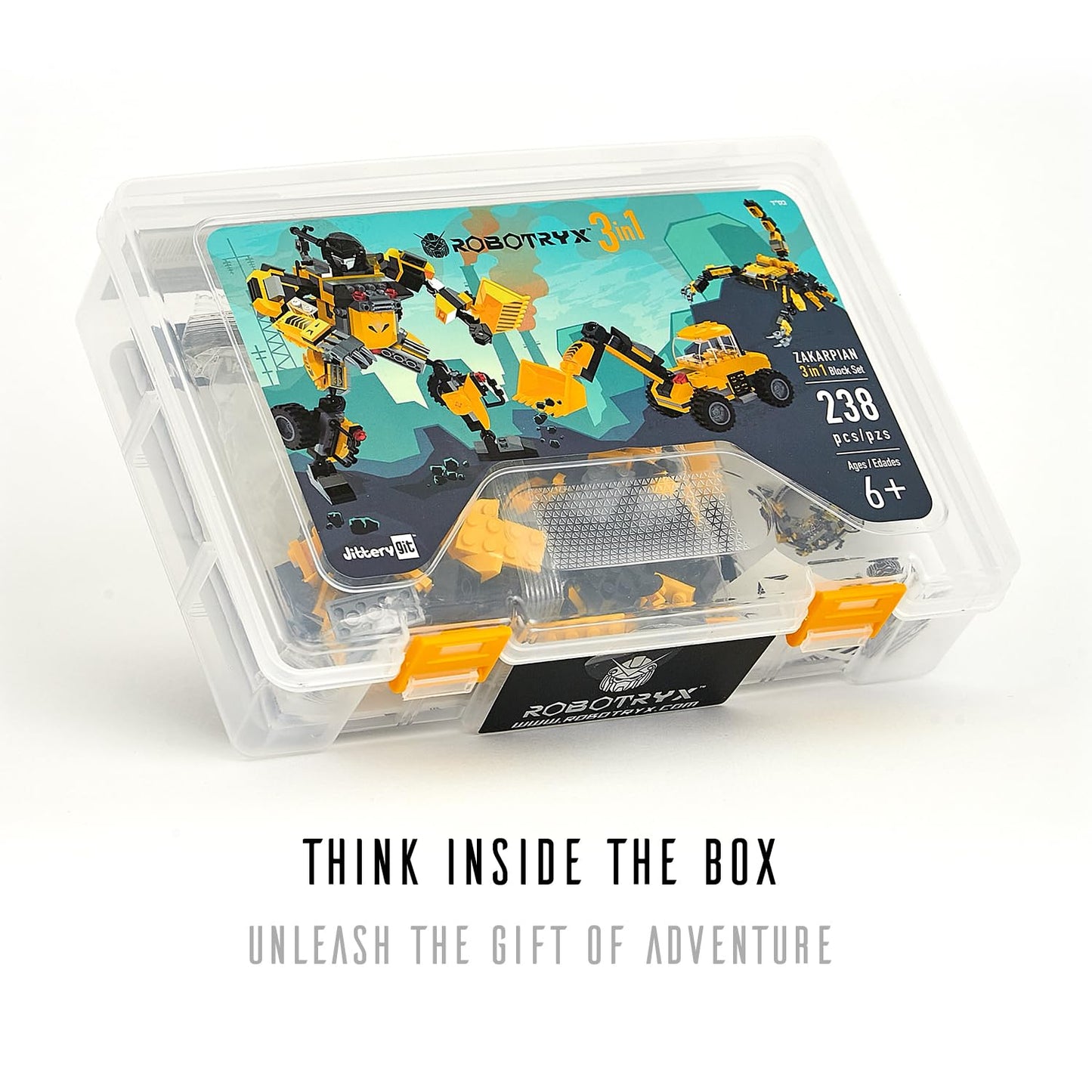 JITTERYGIT Robotryx 238-Piece STEM Builder • Glow-in-the-Dark 3-in-1 Kit for Ages 6-10