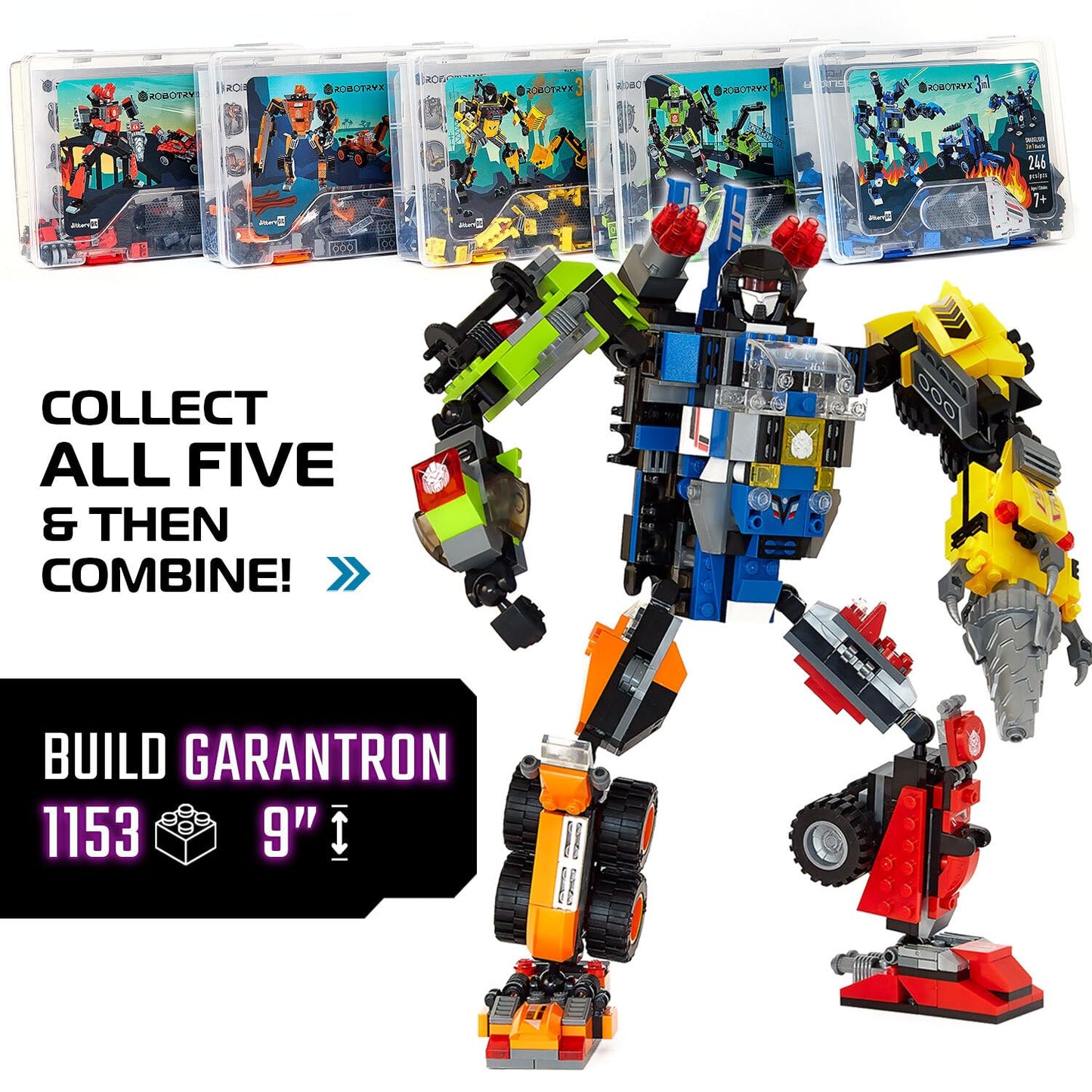 JITTERYGIT Mech Building Robot Glow in the Dark Set – 3-in-1 STEM Action Figure Toy
