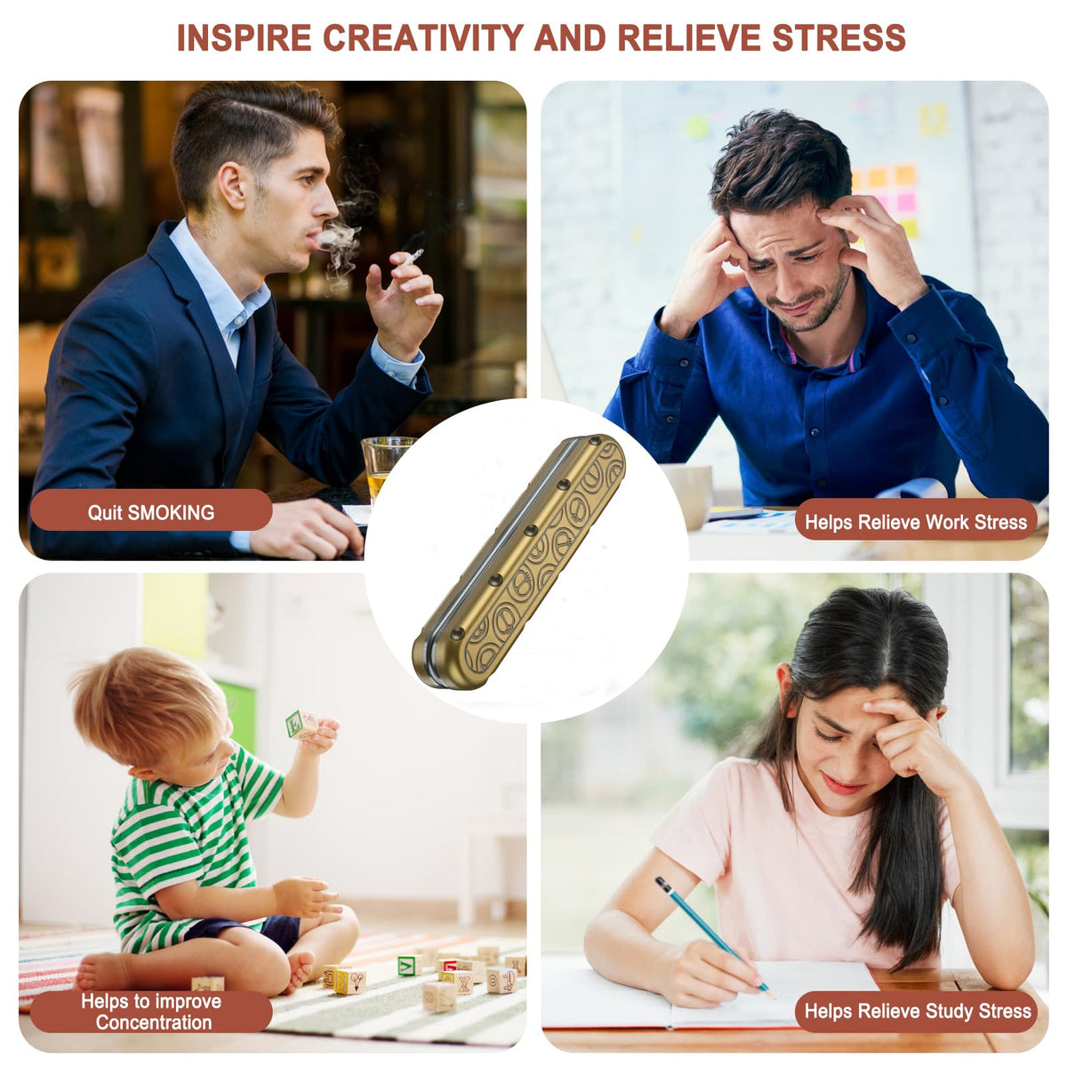 JC JIUCHUANG EDC Fidget Slider – Bronze Magnetic Desk Toy for Focus