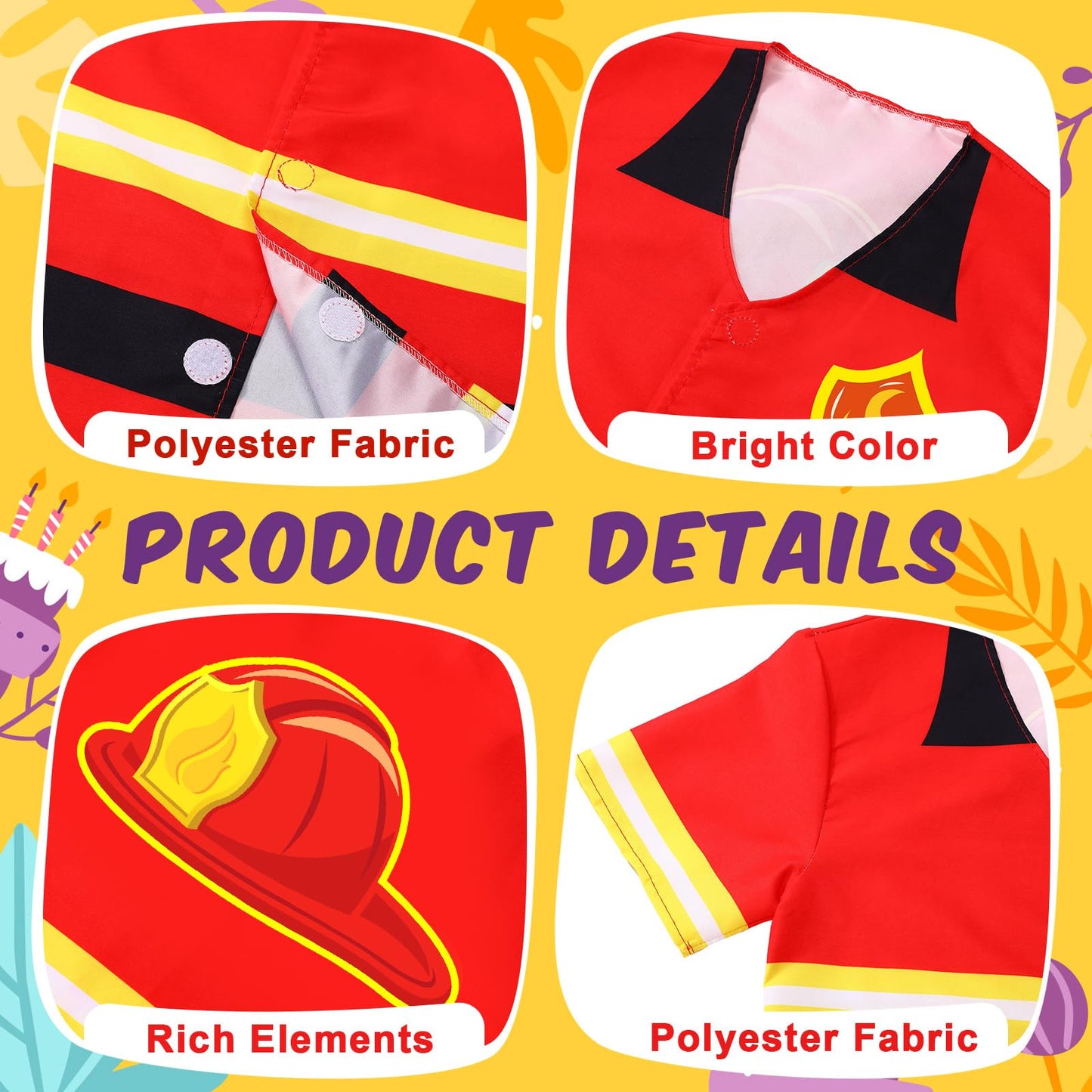 Jiuguva 12-Piece Kids Role Play Costumes Set – Firefighter, Police, Doctor, Nurse, Cowboy, Scientist & More for Ages 3-8