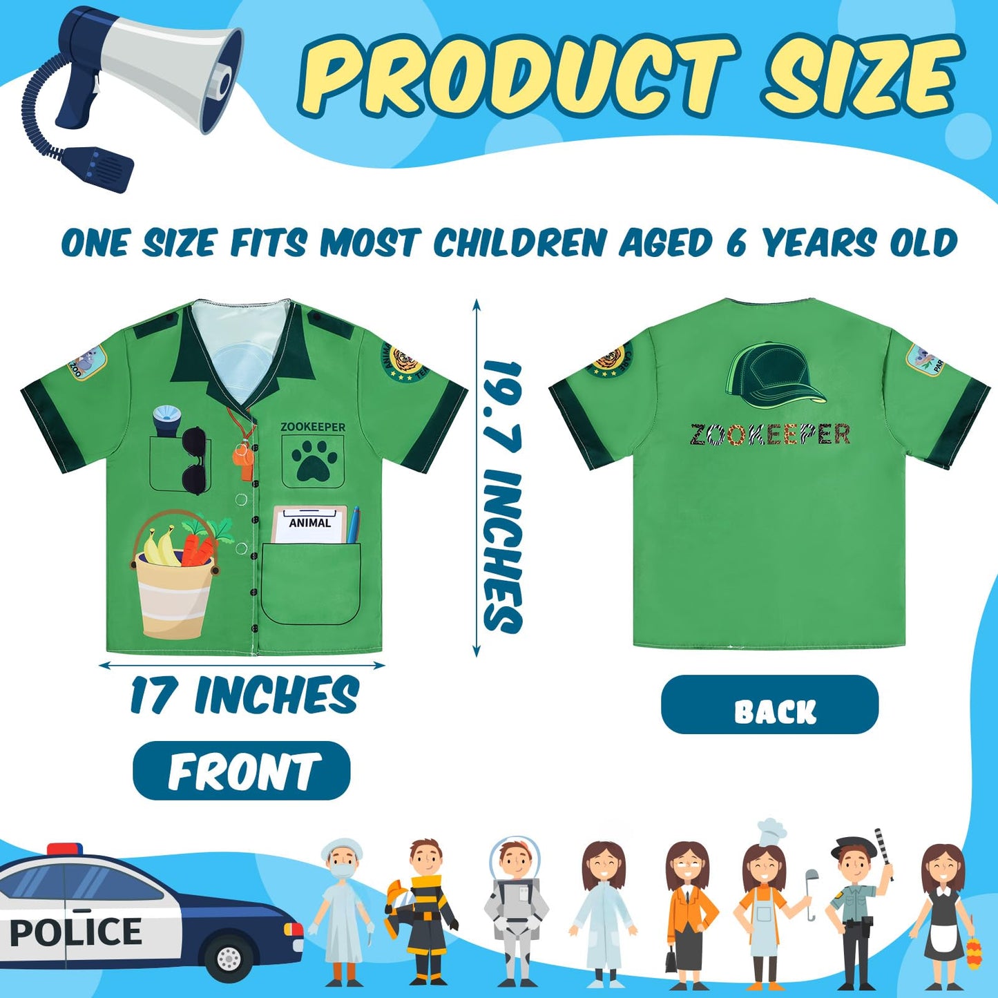 Jiuguva 12 Pcs Kids Role Play Costumes – Community Helper & Career Dress-Up Set