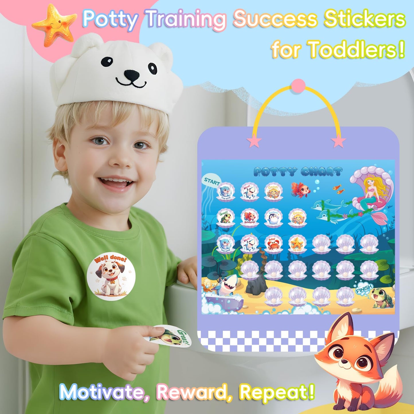 JIXZEN 1.5 Inch Animal Stickers – 3 Rolls, 1500 pcs, 24 Designs (Farm/Ocean/Wild) for Potty Training & Classroom Rewards