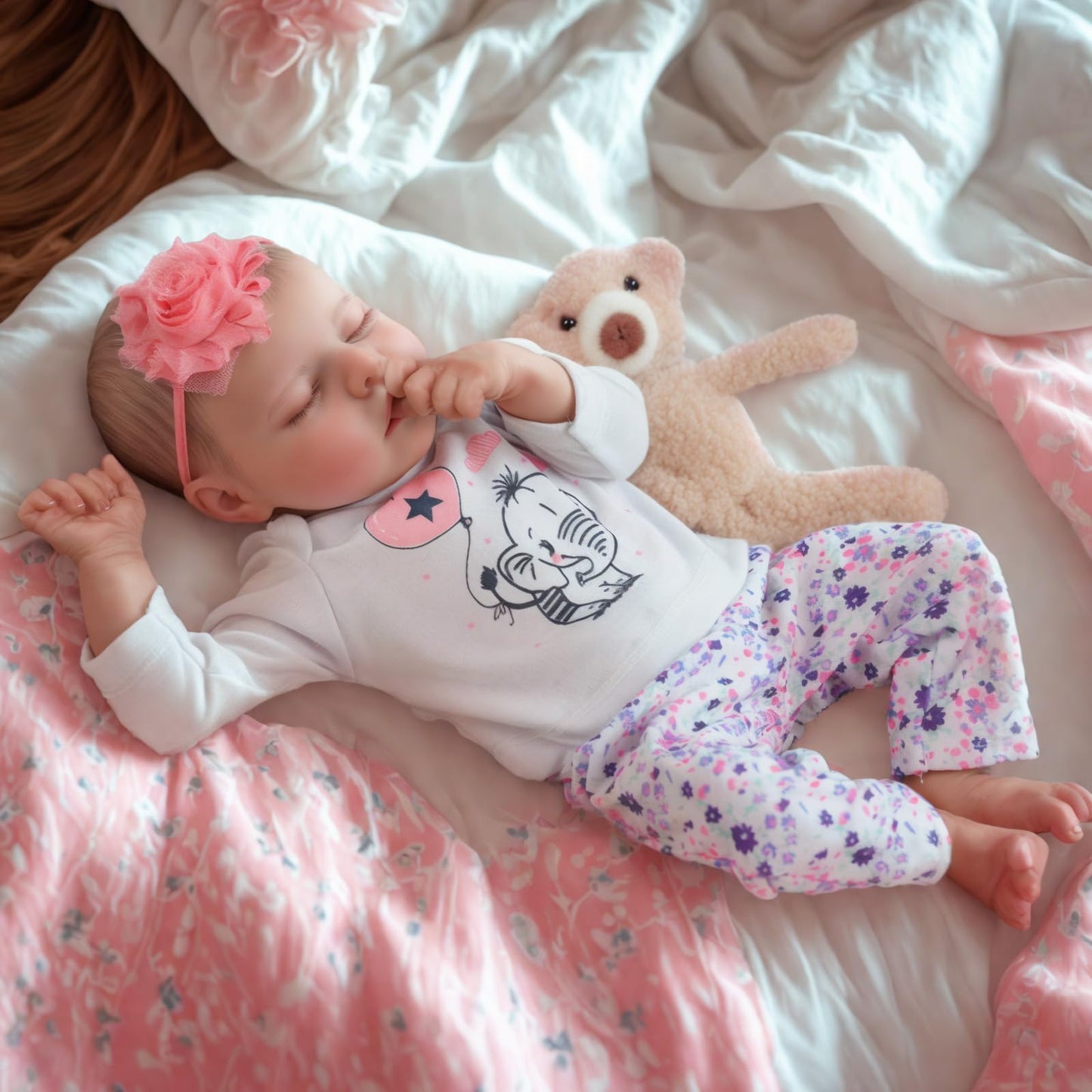 JIZHI Lifelike Reborn 17-Inch Baby Doll Girl – Poseable Vinyl Realistic Newborn with Feeding Kit