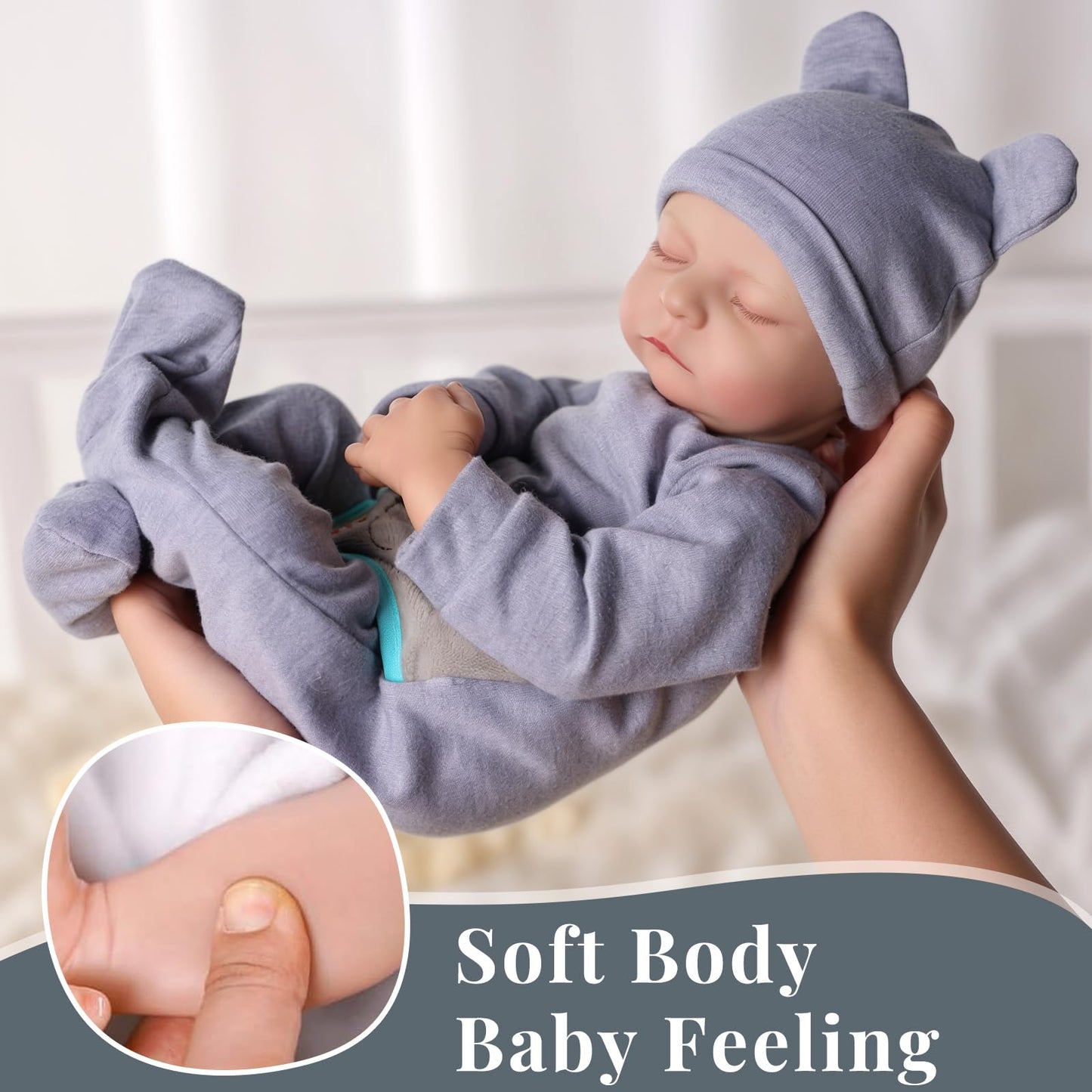 JIZHI Lifelike Reborn Baby Dolls - 17-Inch Realistic Newborn Baby Boy with Feeding Kit | Poseable Vinyl Body