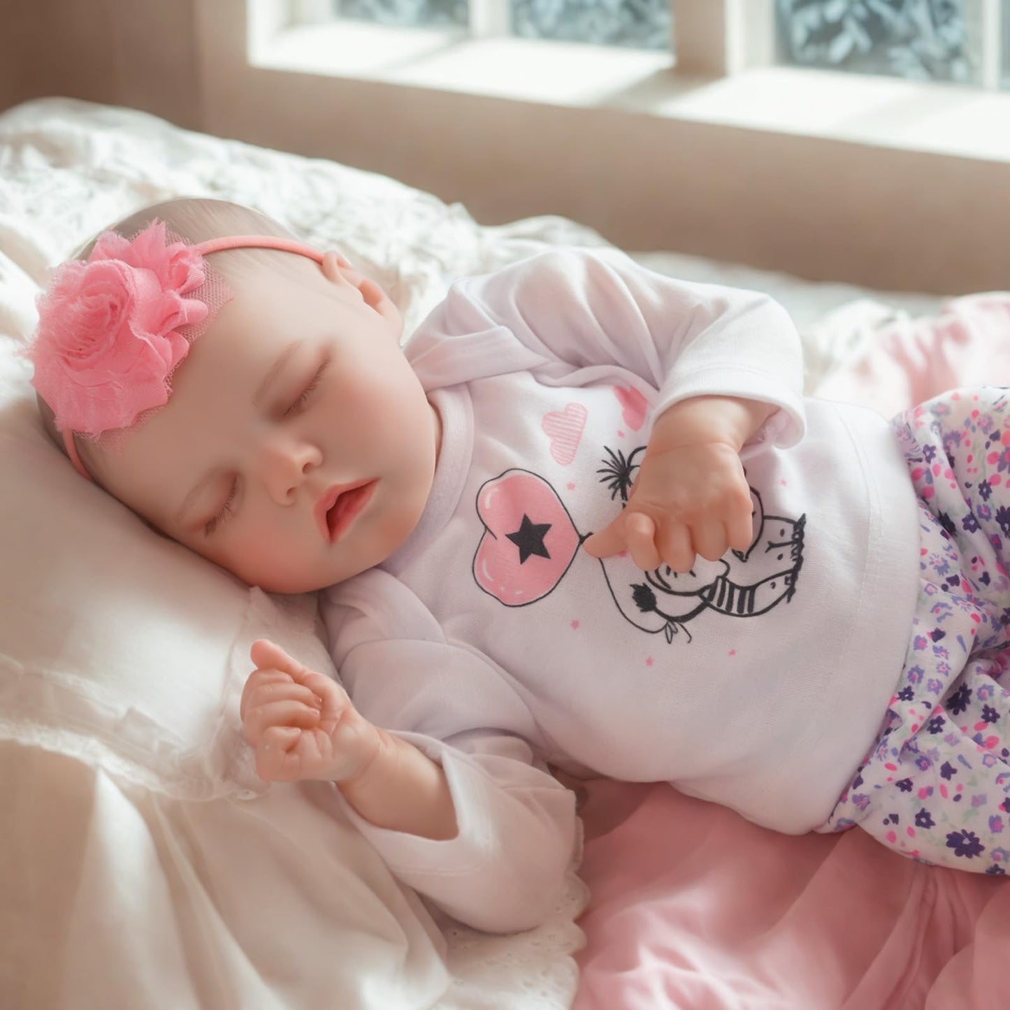 JIZHI Lifelike Reborn 17-Inch Baby Doll Girl – Poseable Vinyl Realistic Newborn with Feeding Kit