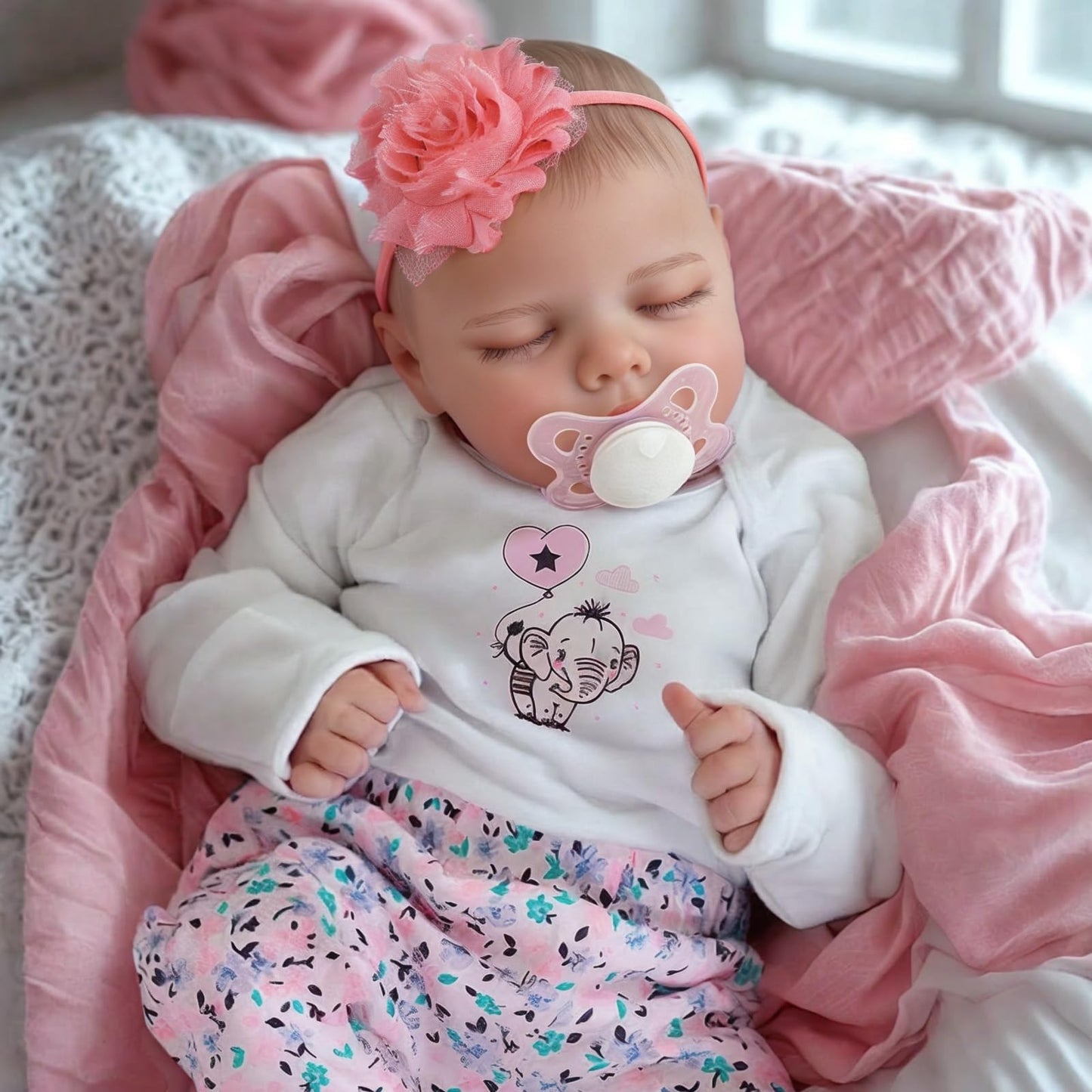 JIZHI Lifelike Reborn 17-Inch Baby Doll Girl – Poseable Vinyl Realistic Newborn with Feeding Kit