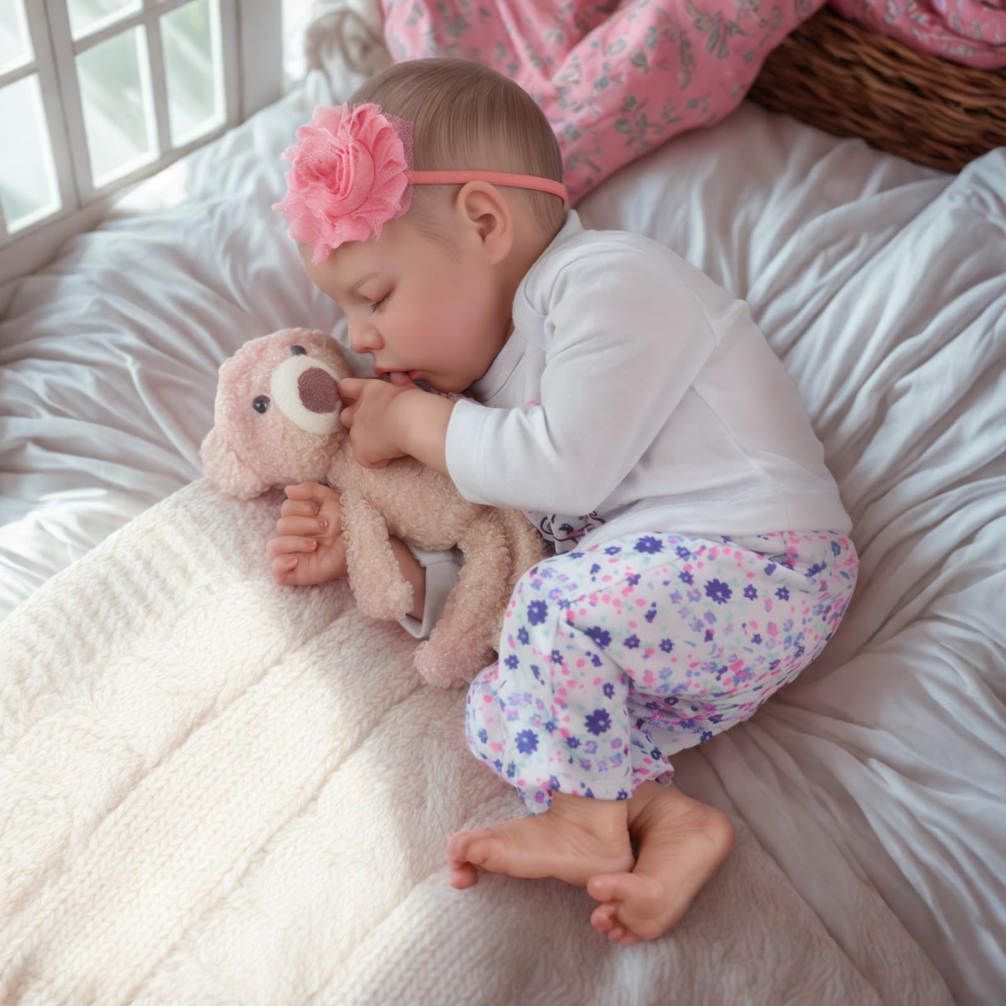 JIZHI Lifelike Reborn 17-Inch Baby Doll Girl – Poseable Vinyl Realistic Newborn with Feeding Kit