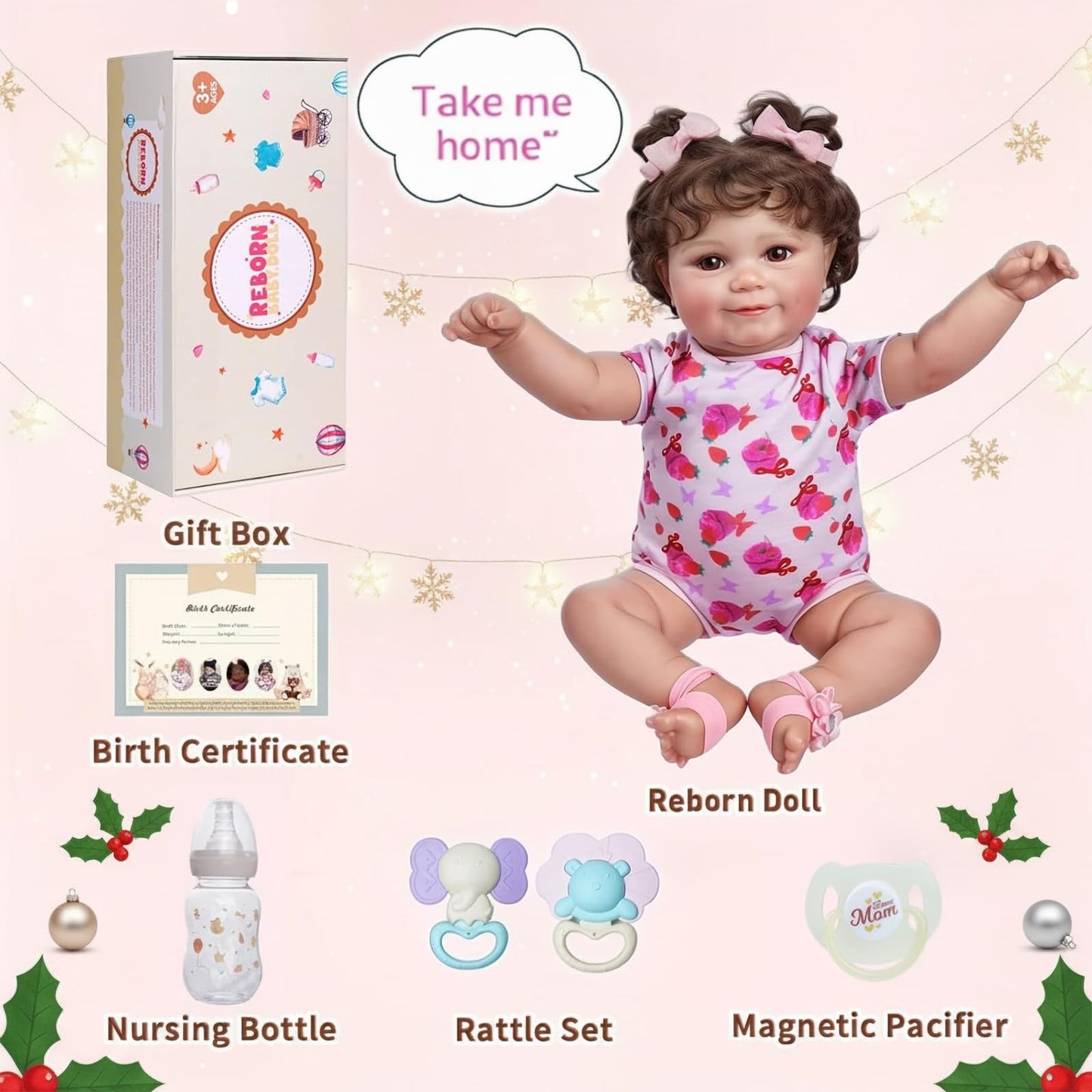 JIZHI Lifelike Reborn Baby Doll 20-Inch – Realistic Newborn Girl with Gift Box