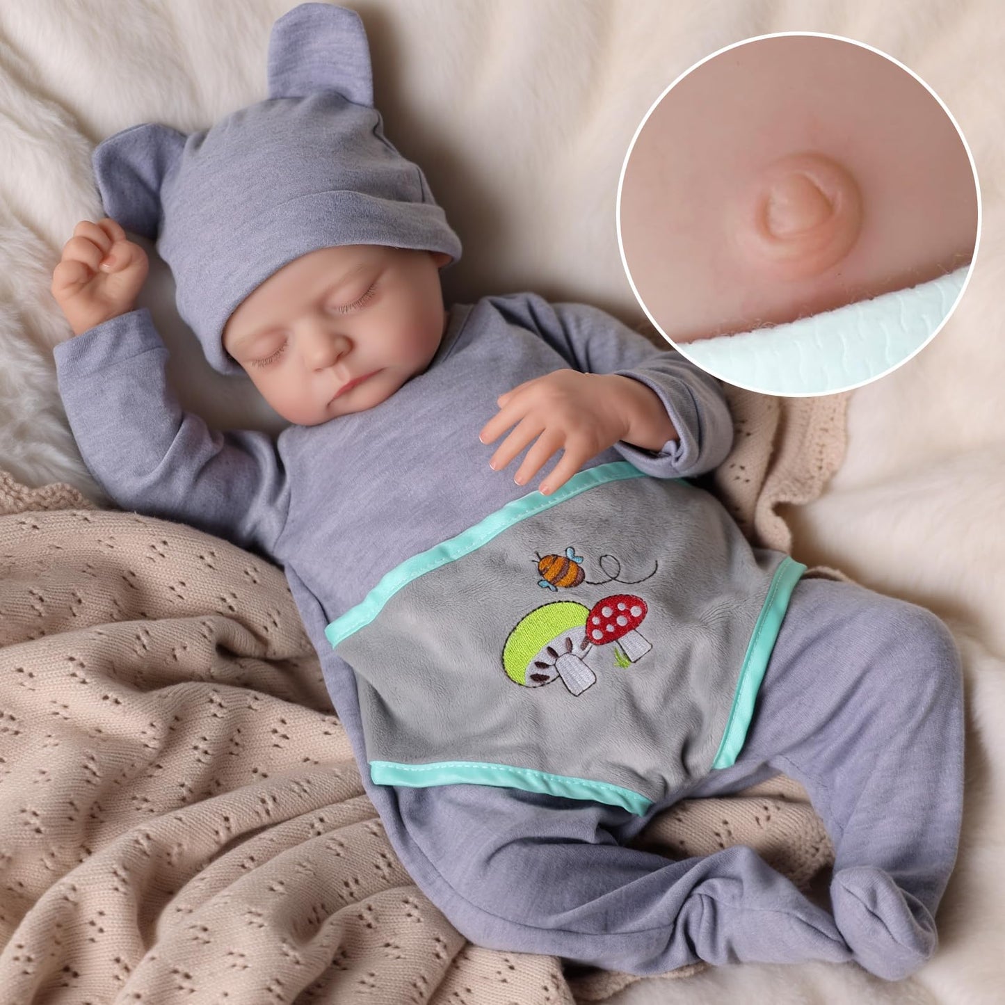 JIZHI Lifelike Reborn Baby Dolls - 17-Inch Realistic Newborn Baby Boy with Feeding Kit | Poseable Vinyl Body