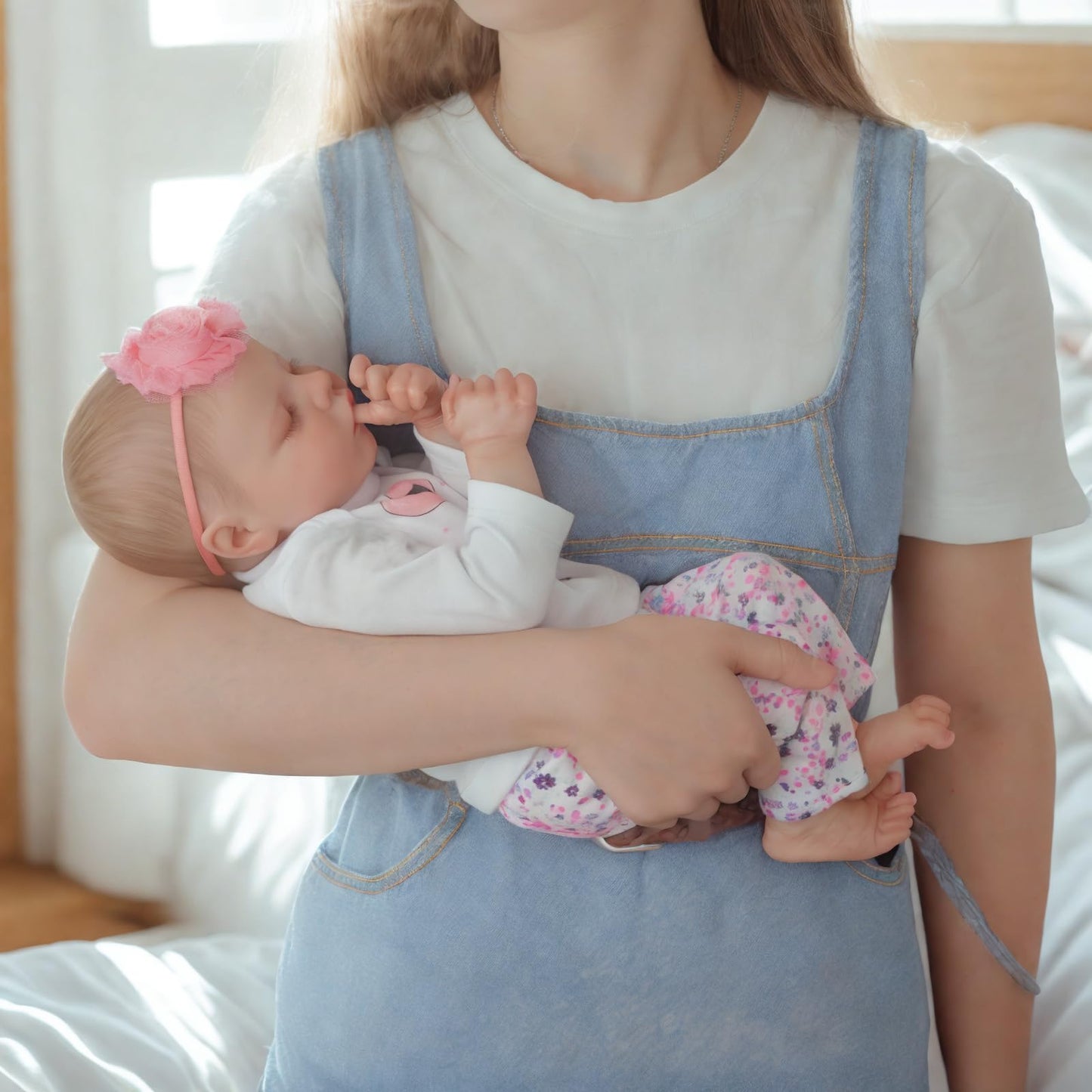 JIZHI Lifelike Reborn 17-Inch Baby Doll Girl – Poseable Vinyl Realistic Newborn with Feeding Kit