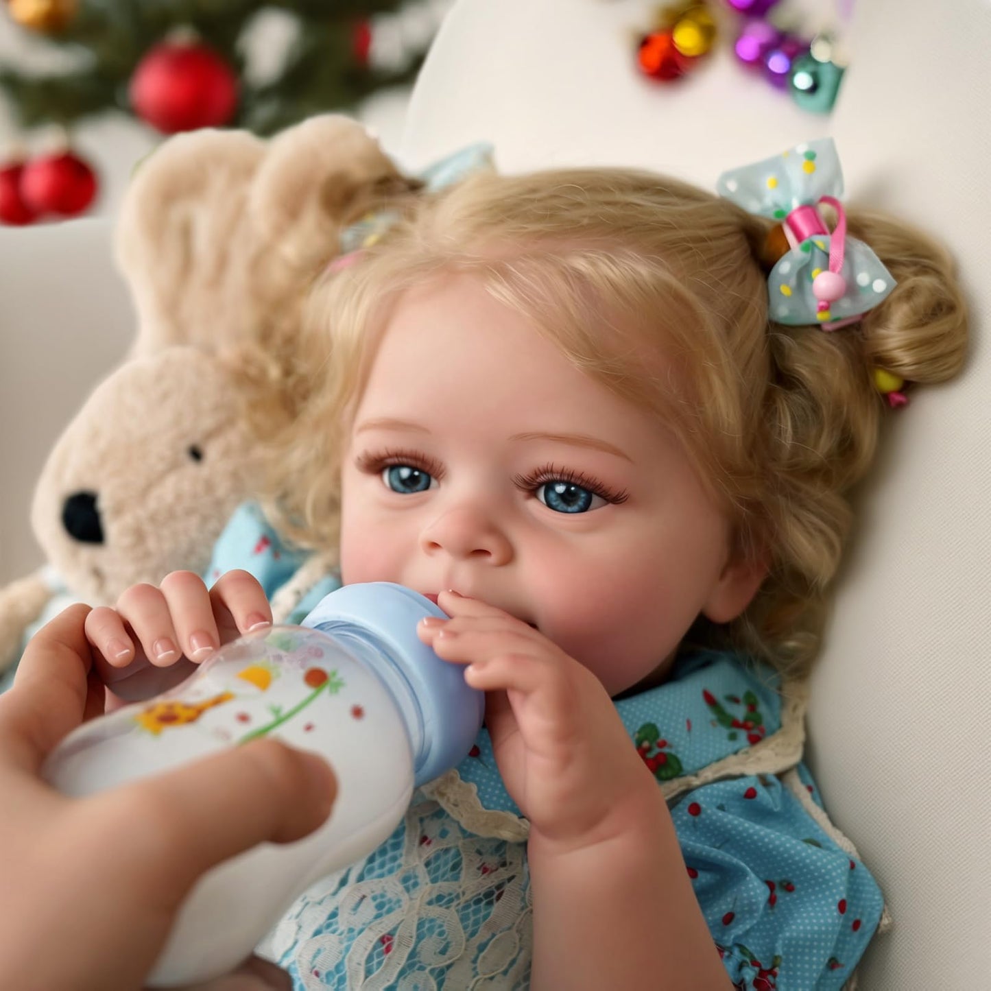 JIZHI Lifelike Reborn Baby Dolls - 18-Inch Blond Girl with Clothes | Realistic Newborn Toy for Kids 3+