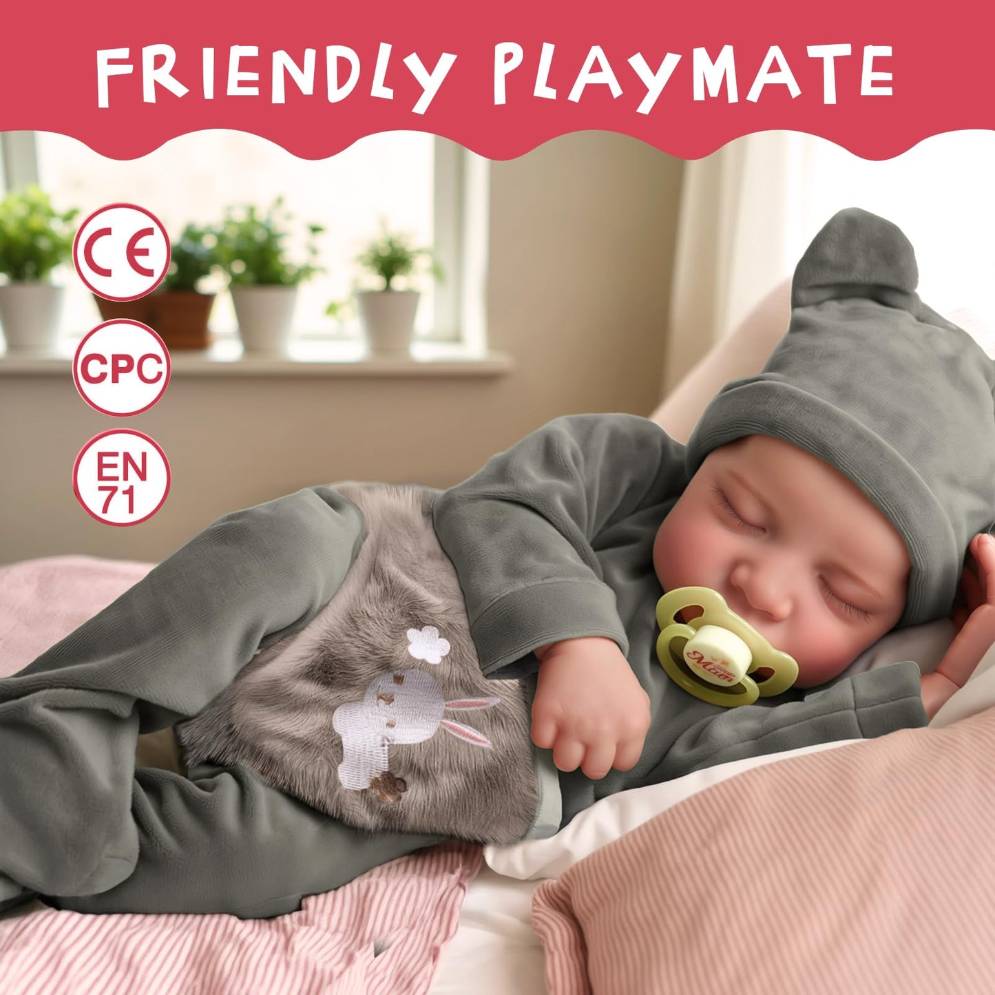 JIZHI Lifelike Reborn Boy Doll — 17-Inch Soft Body Realistic Newborn with Accessories