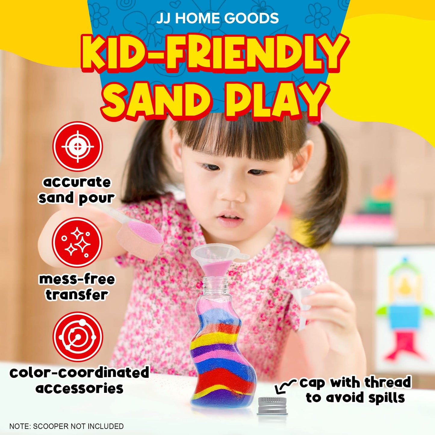 JJ CARE Sand Art Bottles – 12 Wave-Shaped Bottles + 6 Small & 6 Large Funnels
