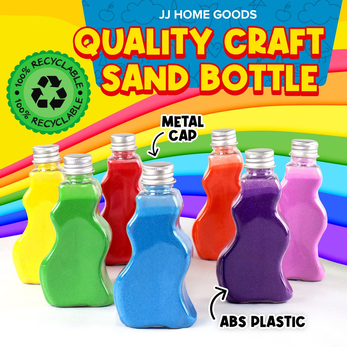 JJ CARE Sand Art Bottles – 12 Wave-Shaped Bottles + 6 Small & 6 Large Funnels