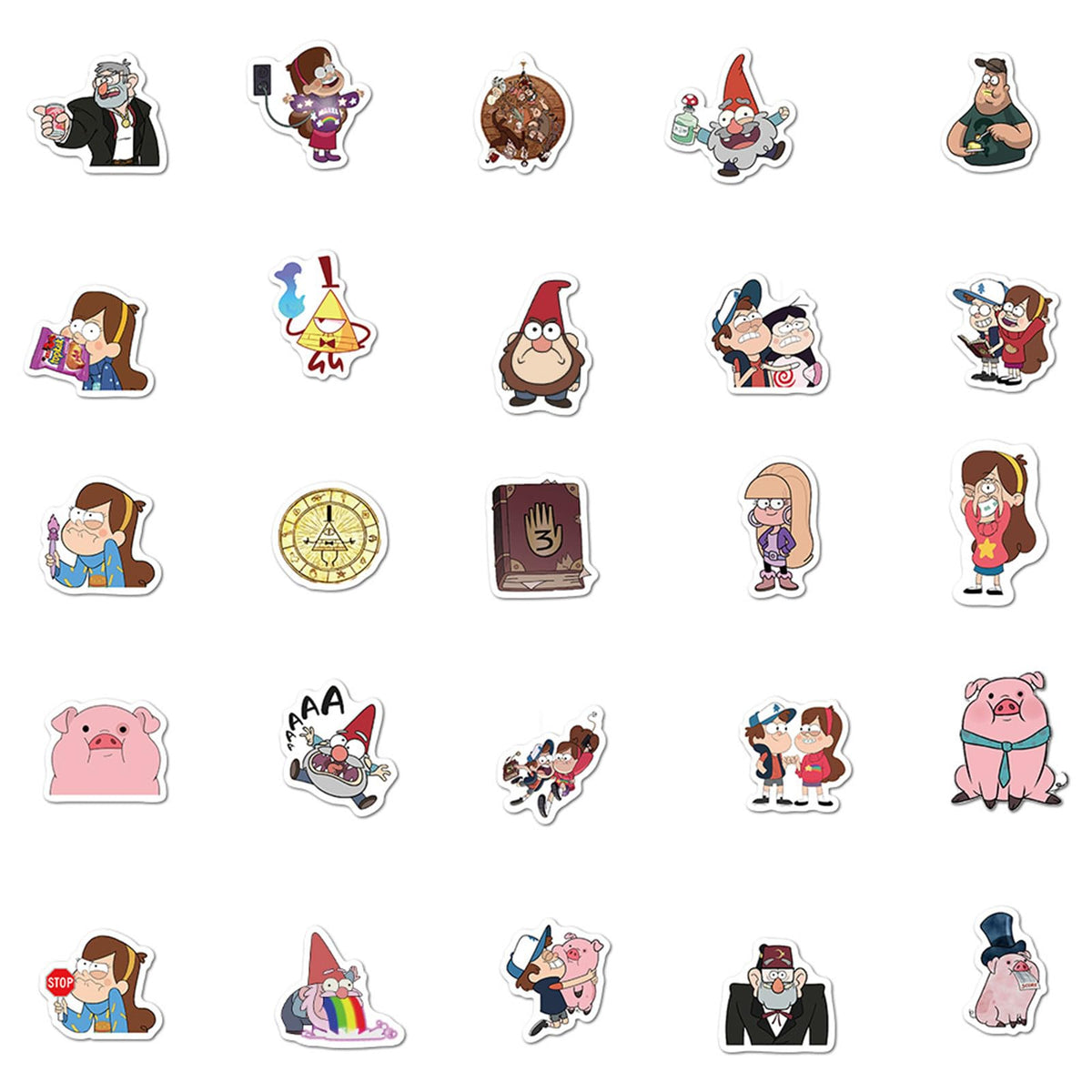 jjlin Gravity Falls Stickers – 50Pcs Mixed Cartoon Vinyl Decals for Laptops, Water Bottles, and More
