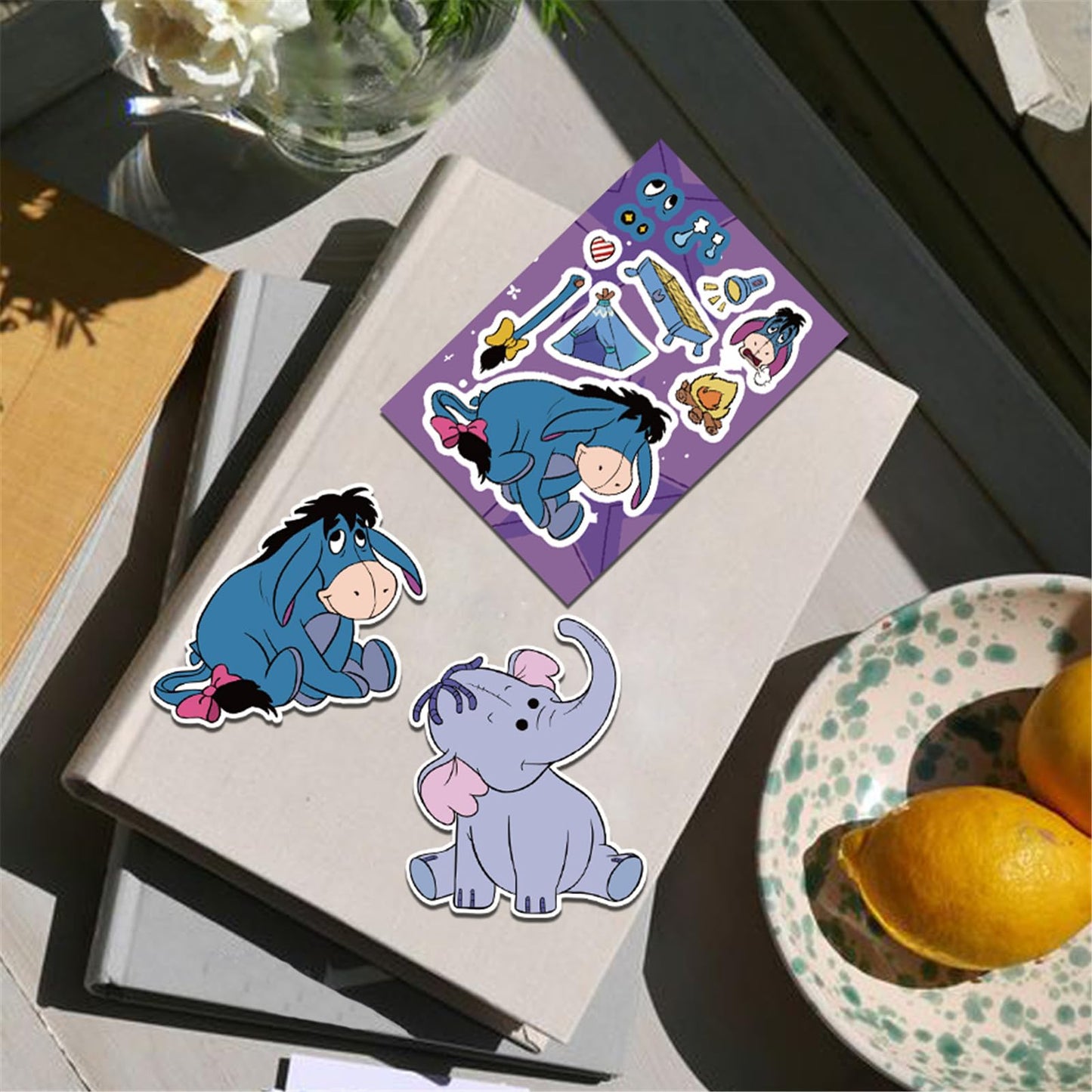 jjlin Winnie the Pooh Sticker Pack — 24 Sheets for Teens, Make Your Own Cartoon Faces, Waterproof Vinyl