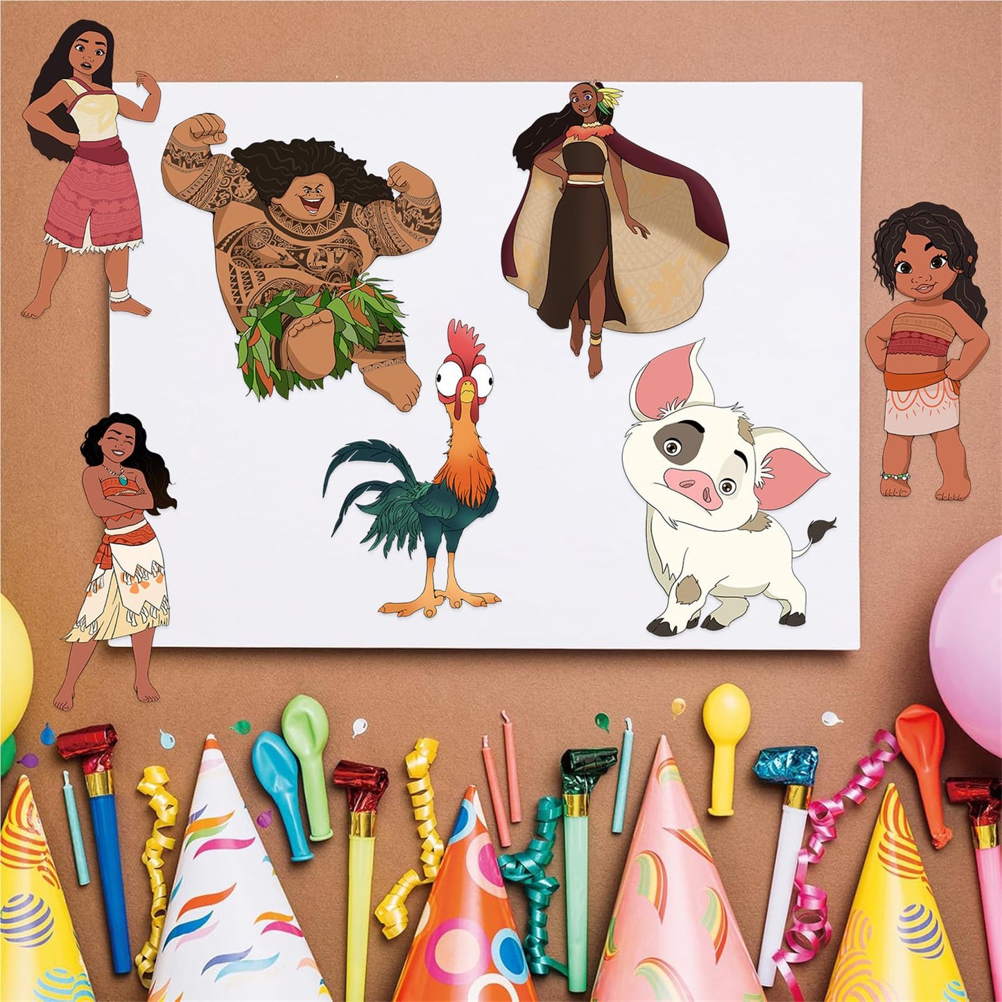 JJlin Moana Themed Stickers Pack – 24 Sheets, 8 Patterns, Waterproof Vinyl