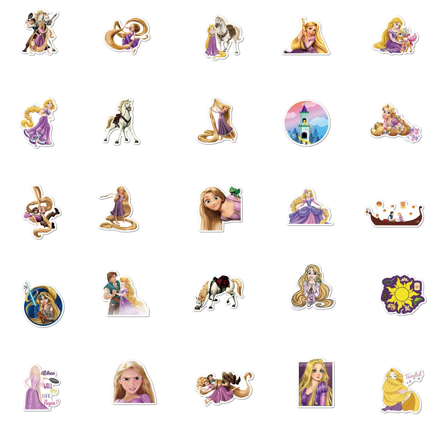 jjlin 50Pcs Tangled Cartoon Stickers – Waterproof Vinyl Decals for Laptop & Water Bottle