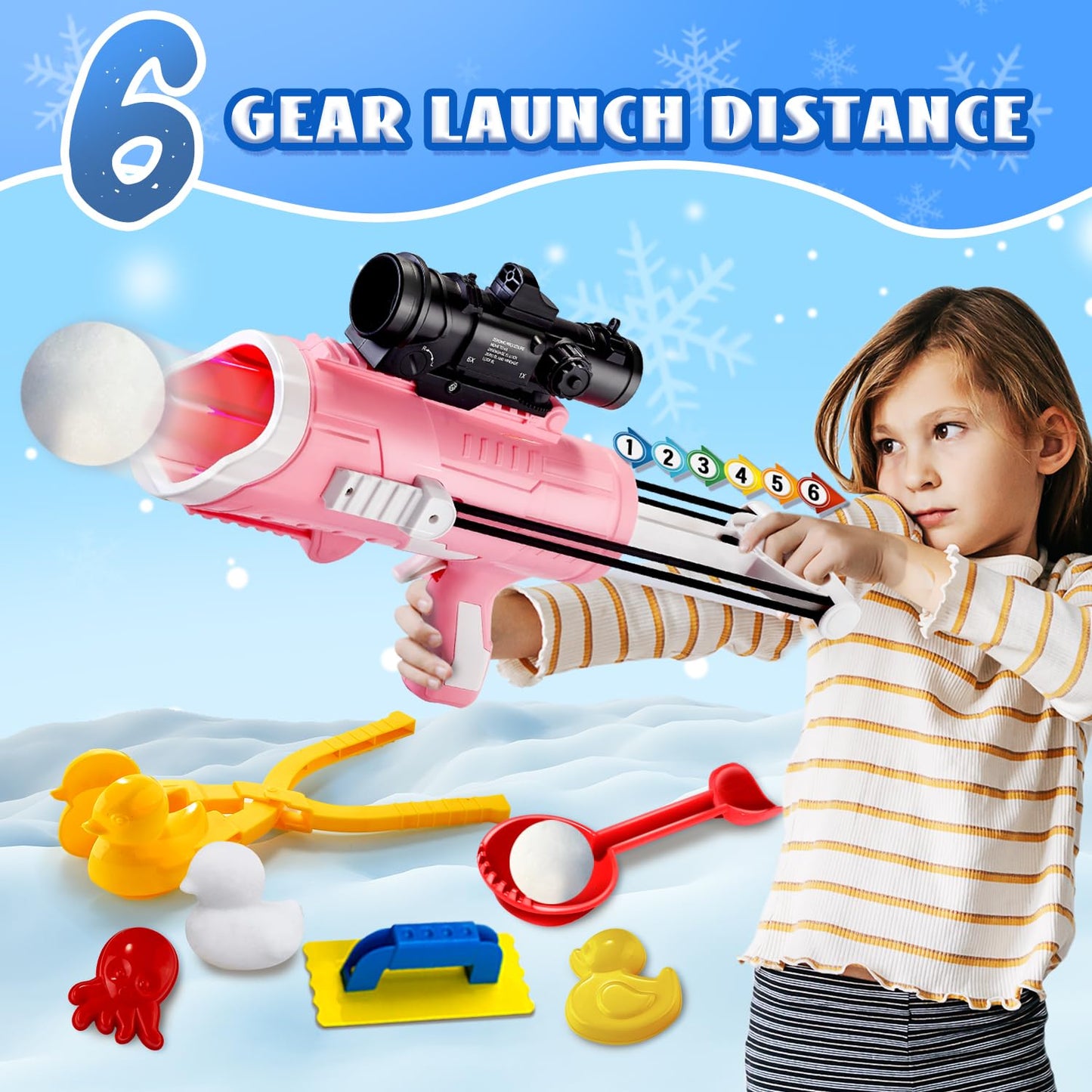 JJRAP 28 Pack Snow Toys – Snowball Launcher, Duck Snowball Makers & Sand Molds for Kids
