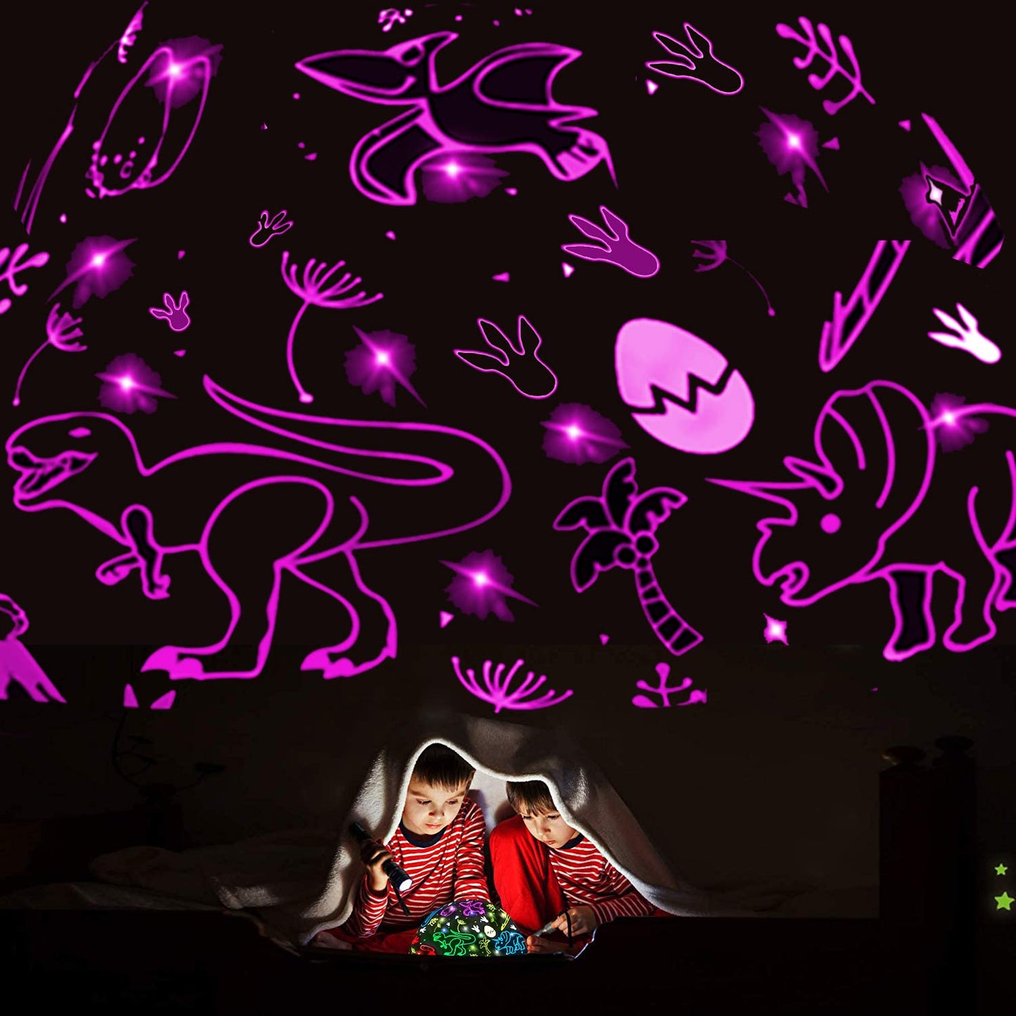 JKGIFTS Dinosaur Projection 2-in-1 Car Toy for Kids 2-10 | LED Night Light & Gift Idea