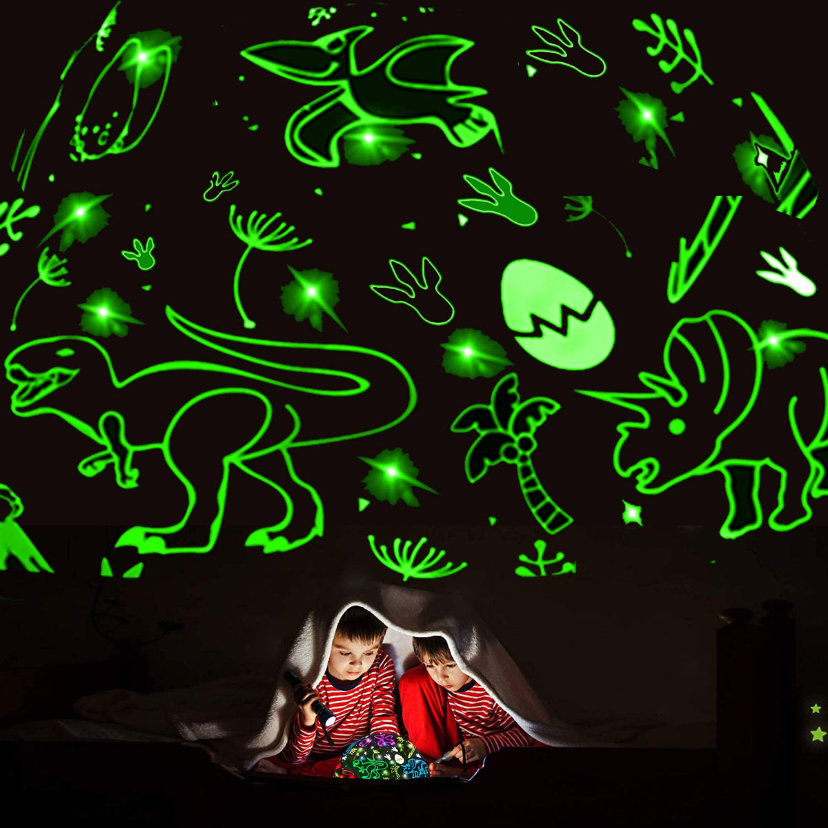 JKGIFTS Dinosaur Projection Night Light for Kids 3-8 | 360° LED Dino Toy
