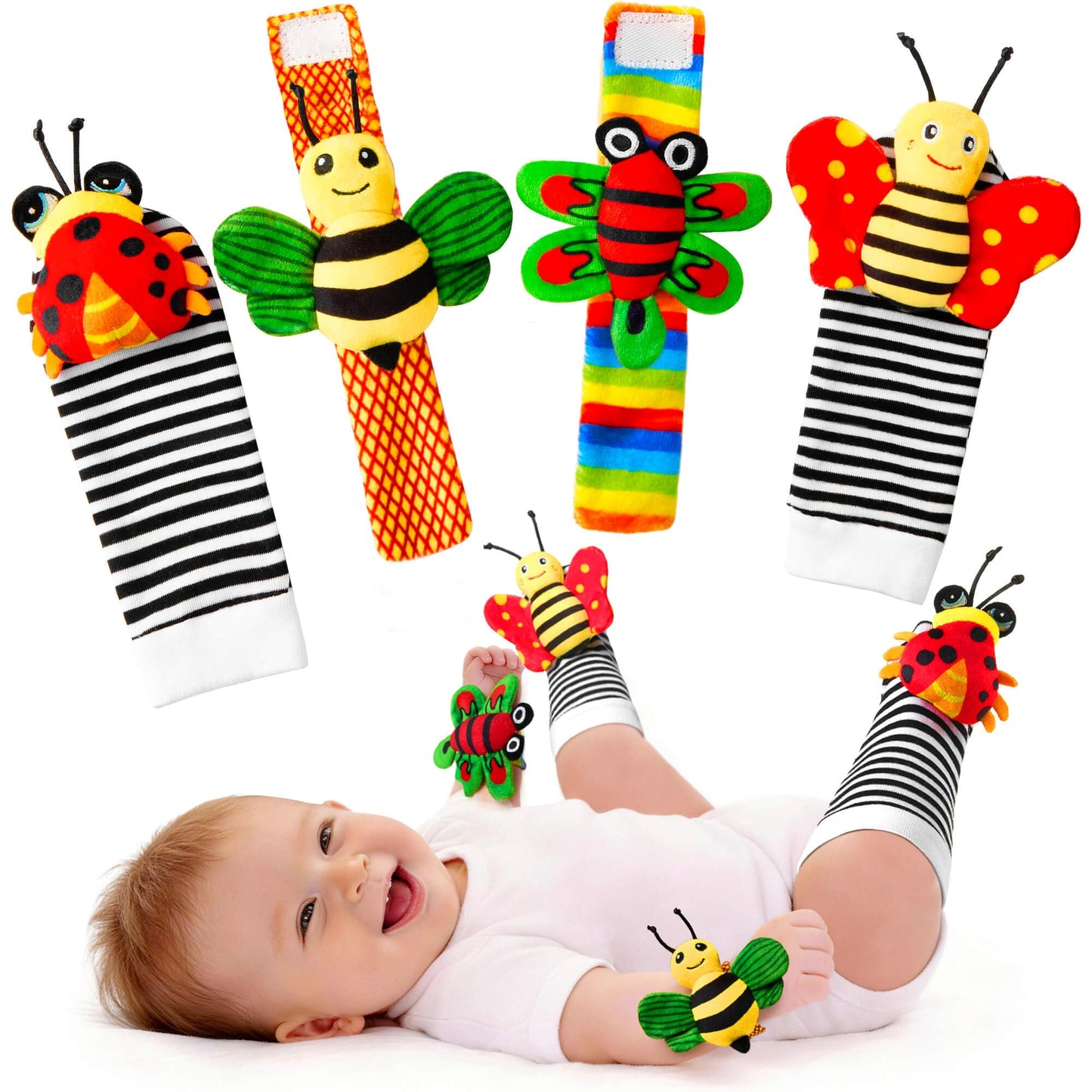 JKHEPL Baby Rattle Socks 0-6 Months – Wrist Rattle Toys for Infants, Soft Gift Idea