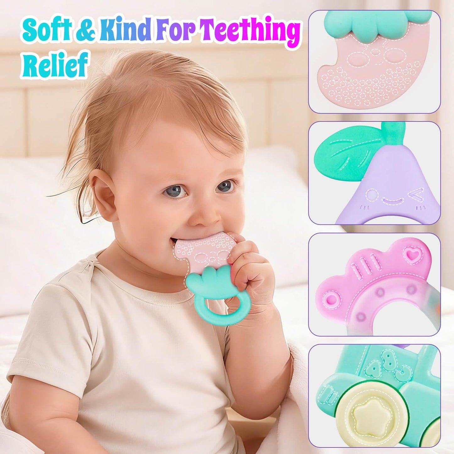 JKHEPL Baby Rattles & Teethers 14-Piece Set | 0-6 Months Infant Toys with Wrist Socks