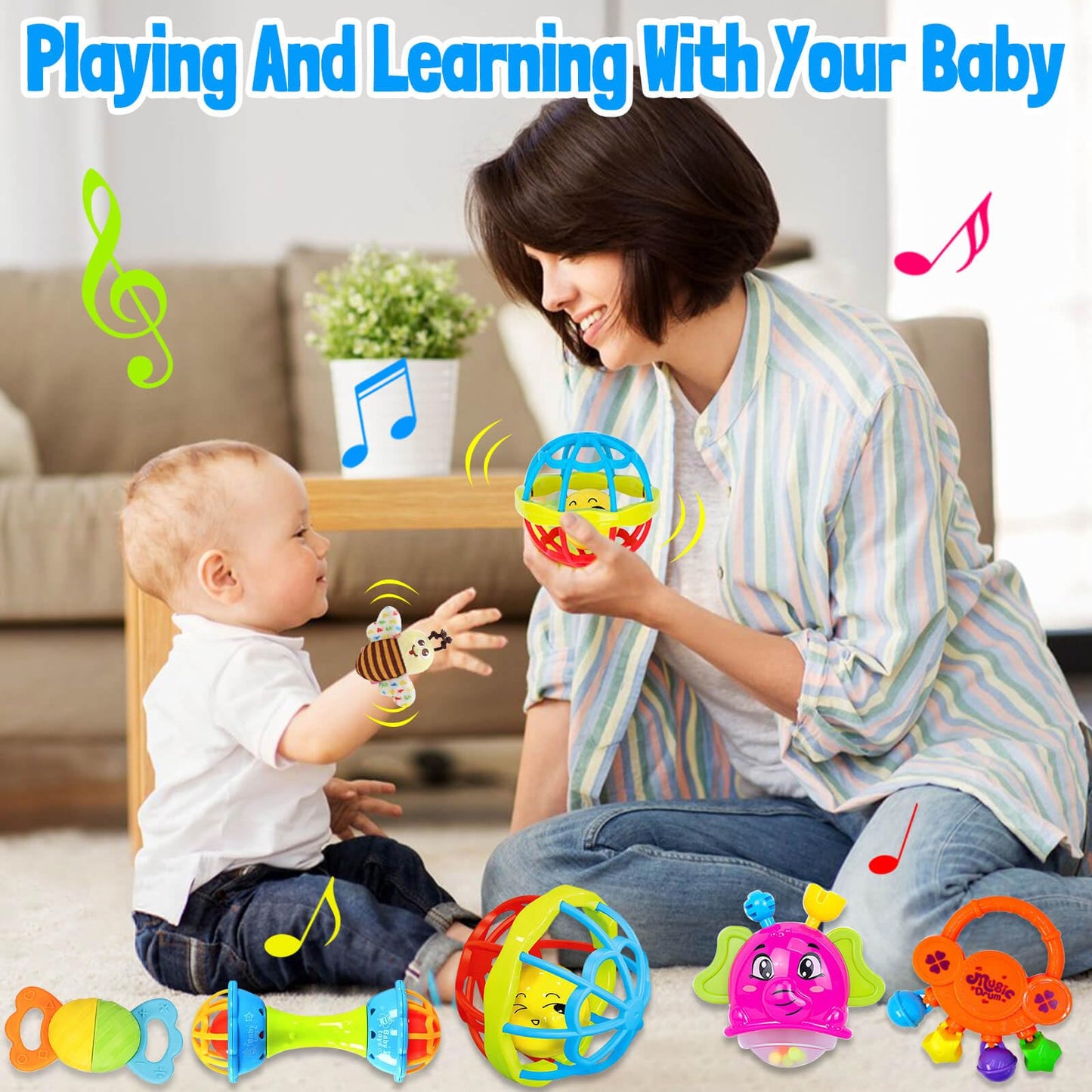 JKHEPL Baby Rattles & Teethers Set (0–6 Months) – Safe, Stimulating Infant Toys
