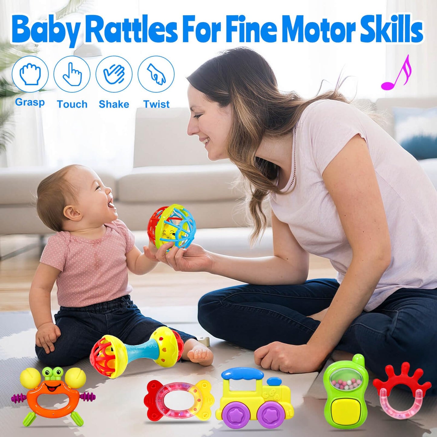 JKHEPL Baby Rattles & Teethers Set 0-12 Months — 14-Piece Infant Toys