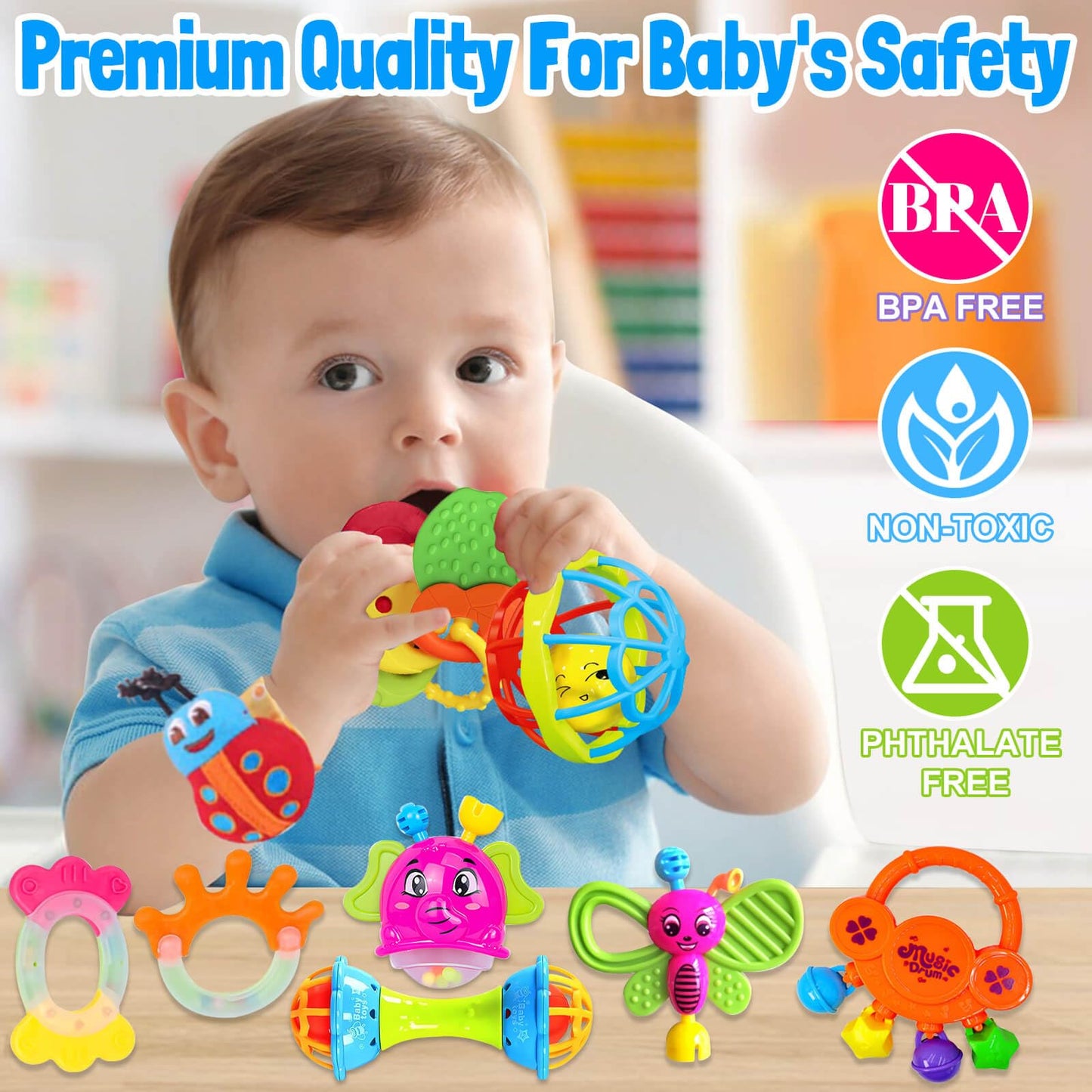 JKHEPL Baby Rattles & Teethers Set (0–6 Months) – Safe, Stimulating Infant Toys