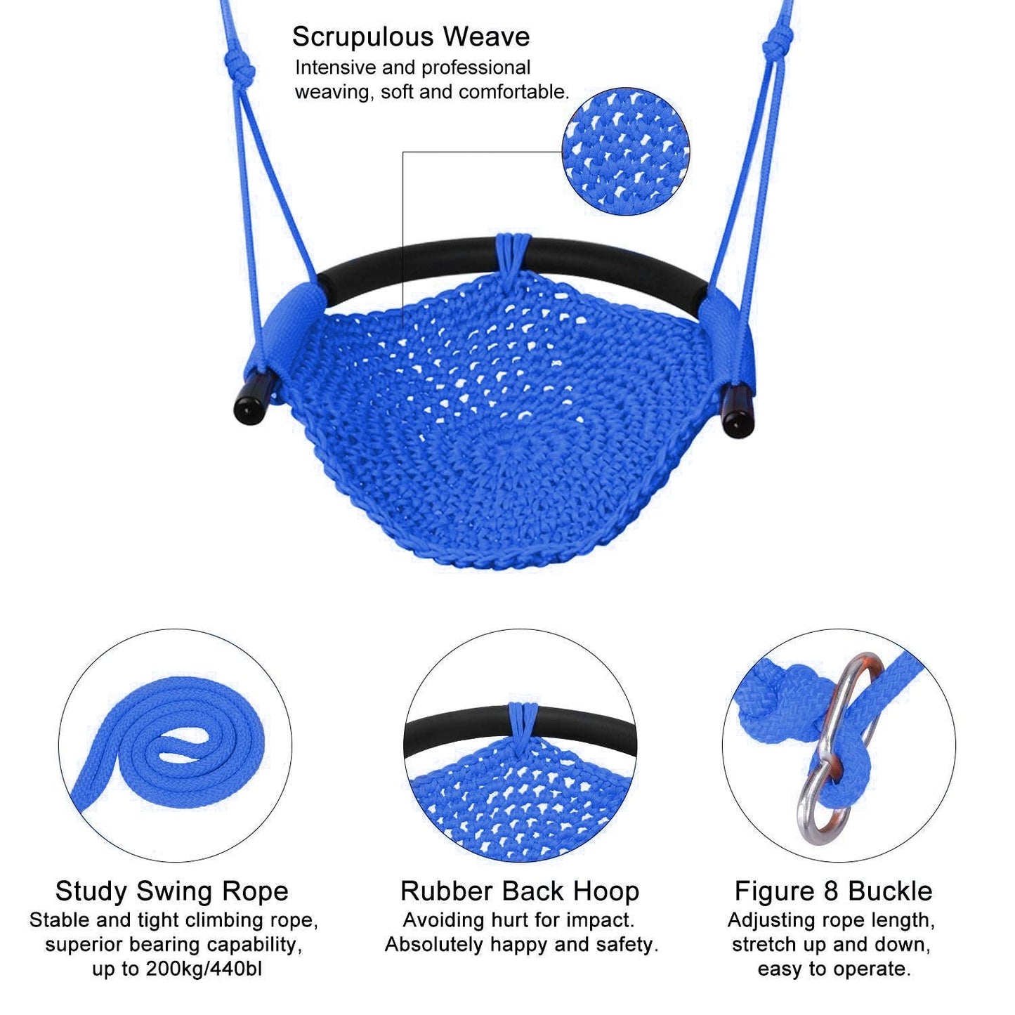 JKsmart 2 Pack Kids Swing Seat – Heavy Duty Rope Swing, 440 lb Capacity (Blue)