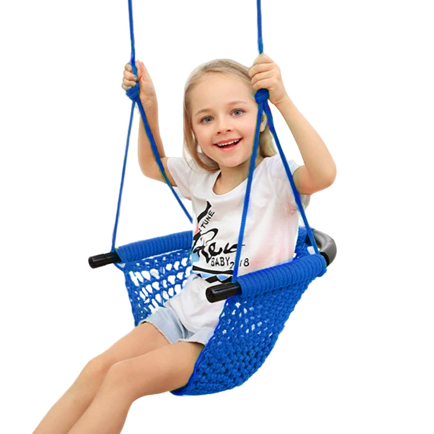 JKsmart Kids Swing Seat – Heavy-Duty Rope, 440 lbs Capacity, Indoor/Outdoor, Blue