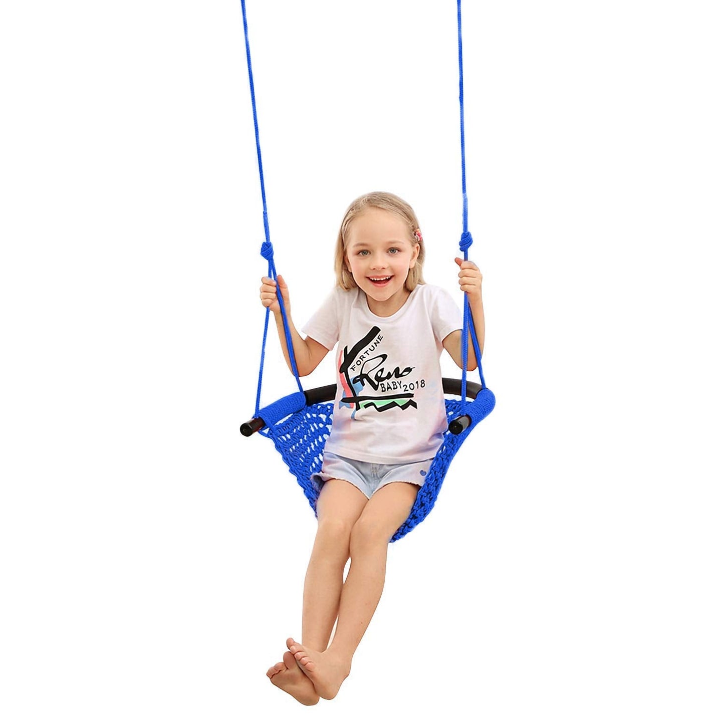 JKsmart Kids Swing Seat – Heavy-Duty Rope, 440 lbs Capacity, Indoor/Outdoor, Blue