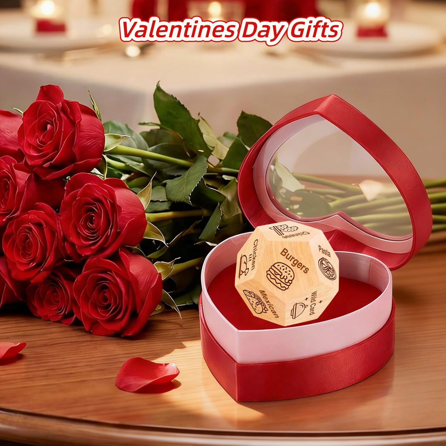 JLBLNHW Valentines Day Food Dice – 12 Dinner Options for Date Night & Couples Gifts