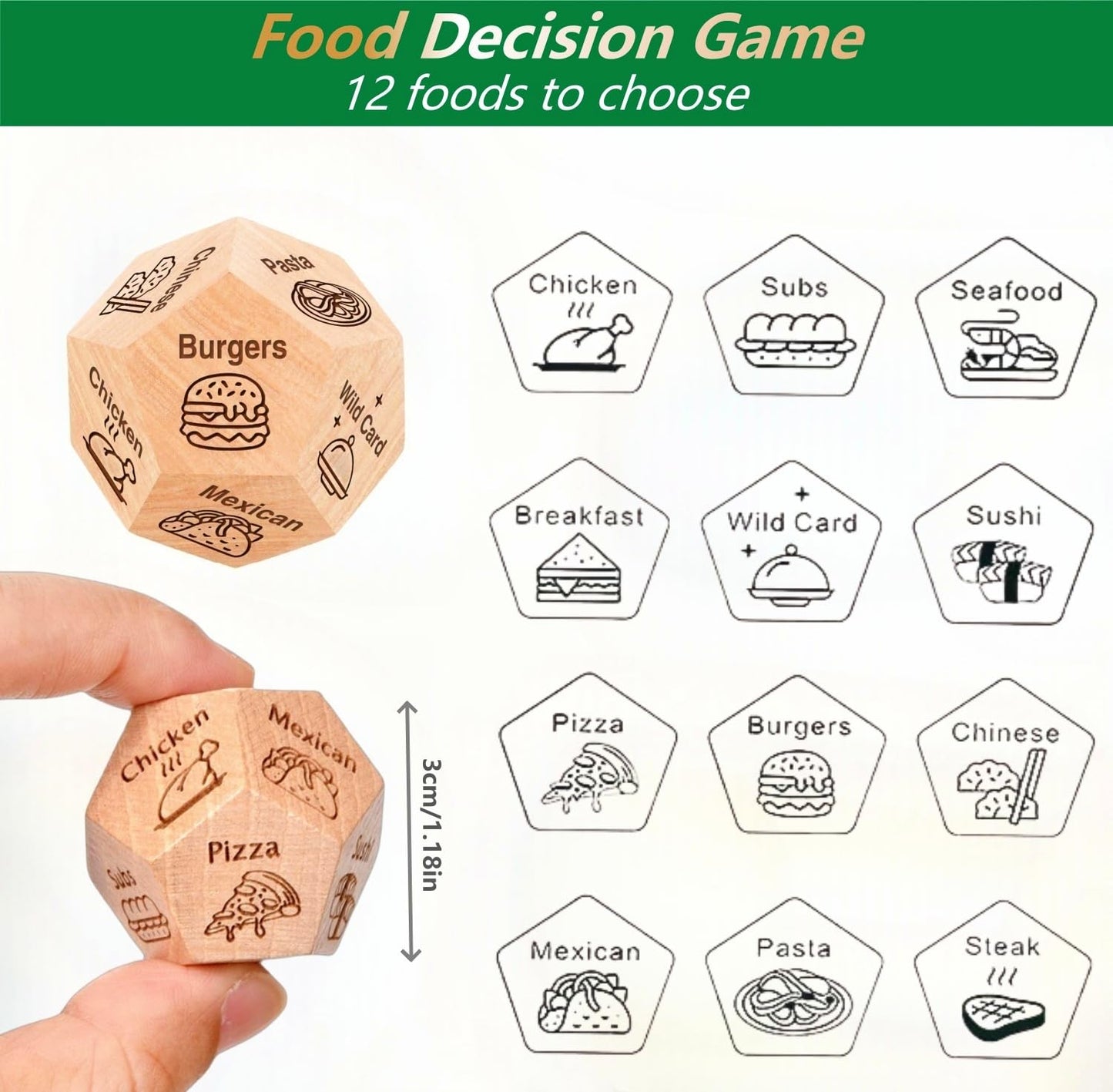 JLBLNHW Valentines Day Food Dice – 12 Dinner Options for Date Night & Couples Gifts