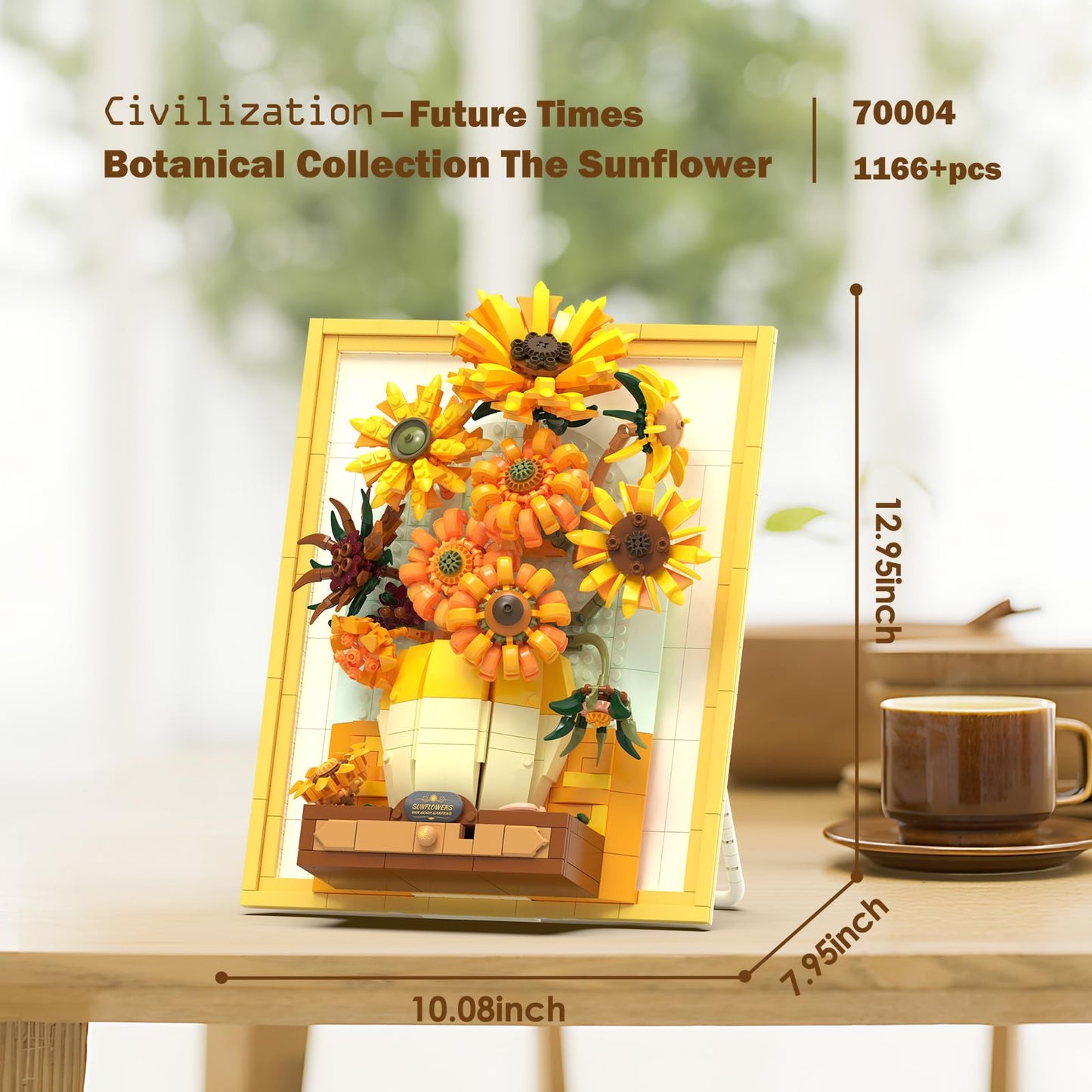JMBricklayer Flowers Sunflower Building Set with Lights 70004 – Van Gogh Inspired 3D Wall Art