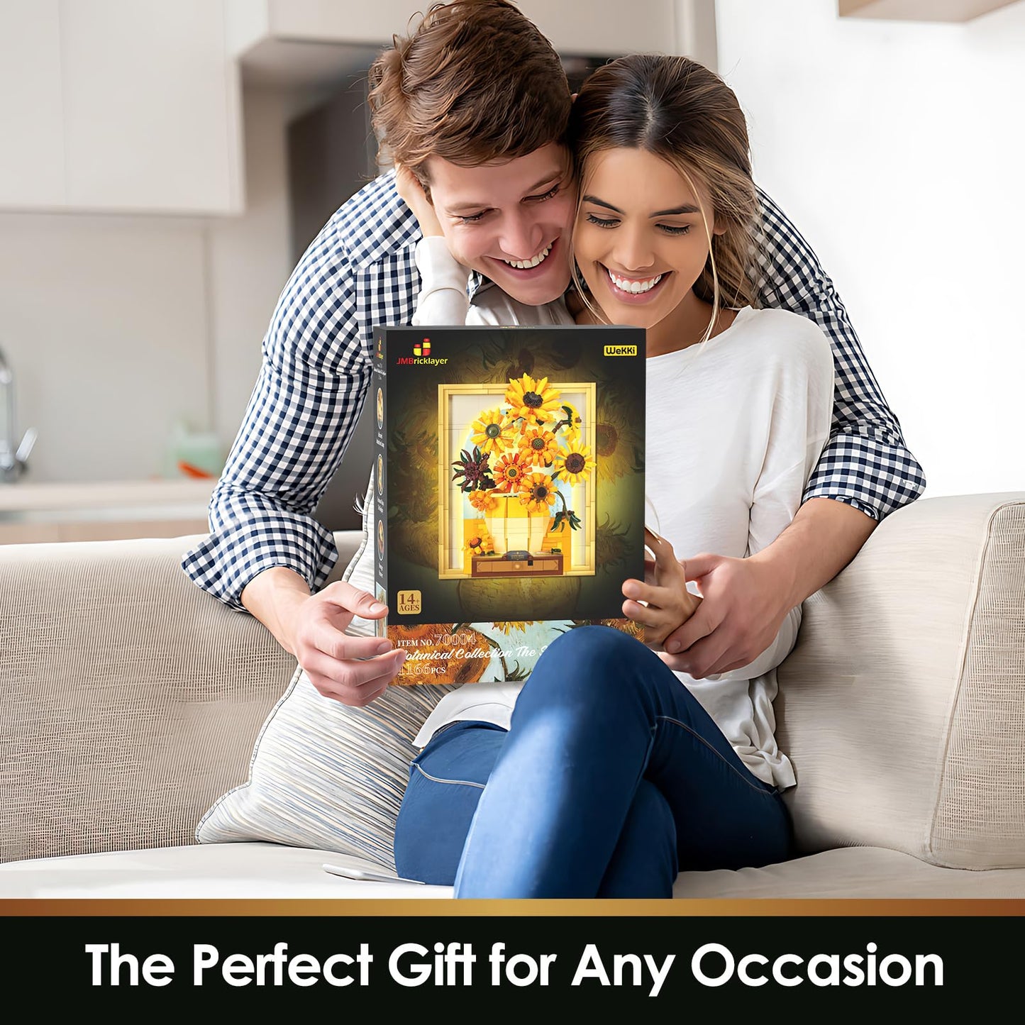 JMBricklayer Flowers Sunflower Building Set with Lights 70004 – Van Gogh Inspired 3D Wall Art