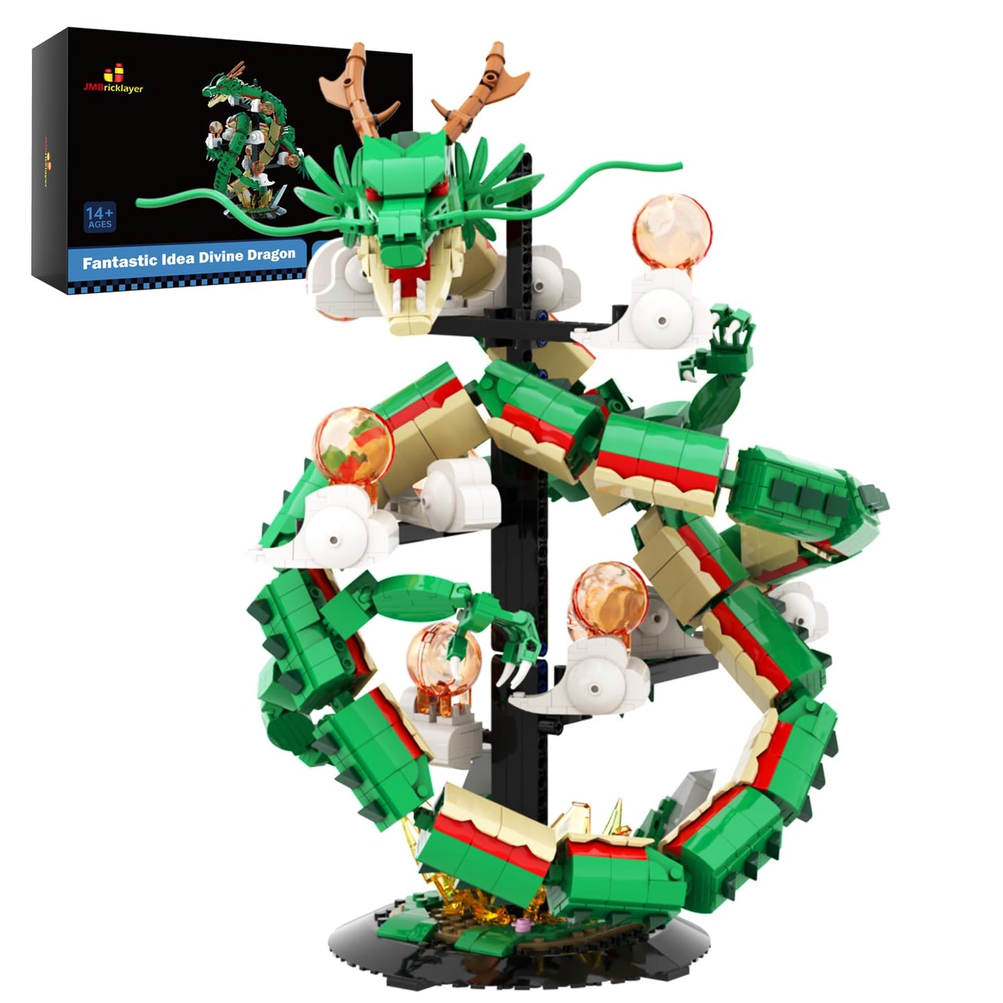 JMBricklayer Dragon Building Set for Adults 70134 – Lighting Dragon Model with Display Stand