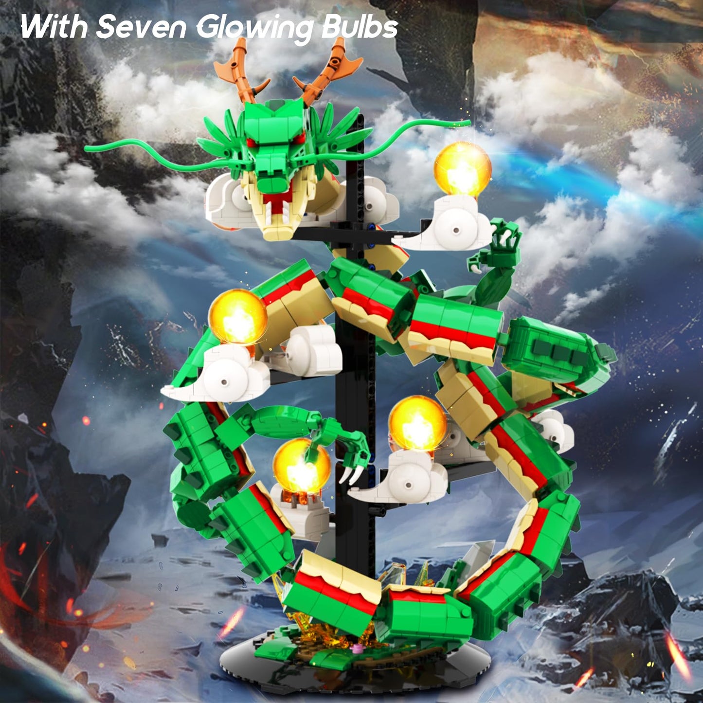 JMBricklayer Dragon Building Set for Adults 70134 – Lighting Dragon Model with Display Stand
