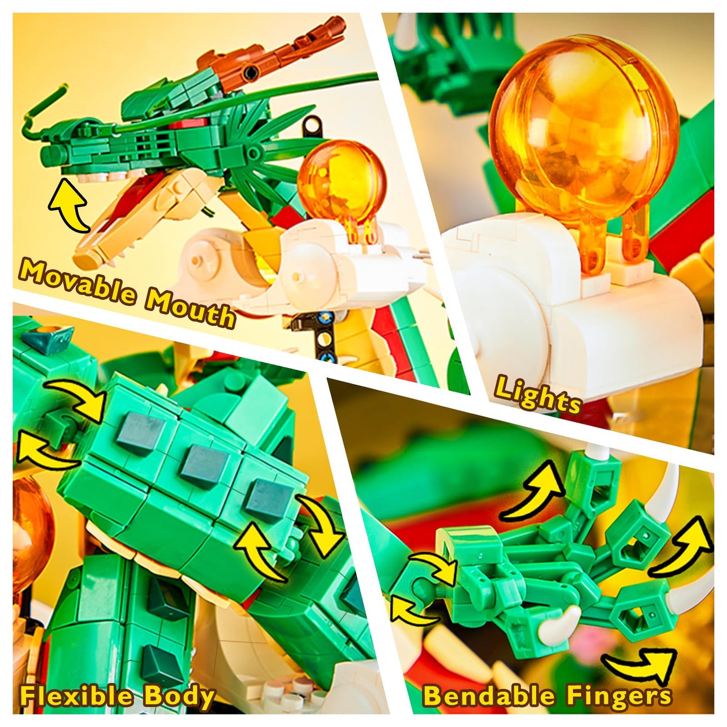 JMBricklayer Dragon Building Set for Adults 70134 – Lighting Dragon Model with Display Stand