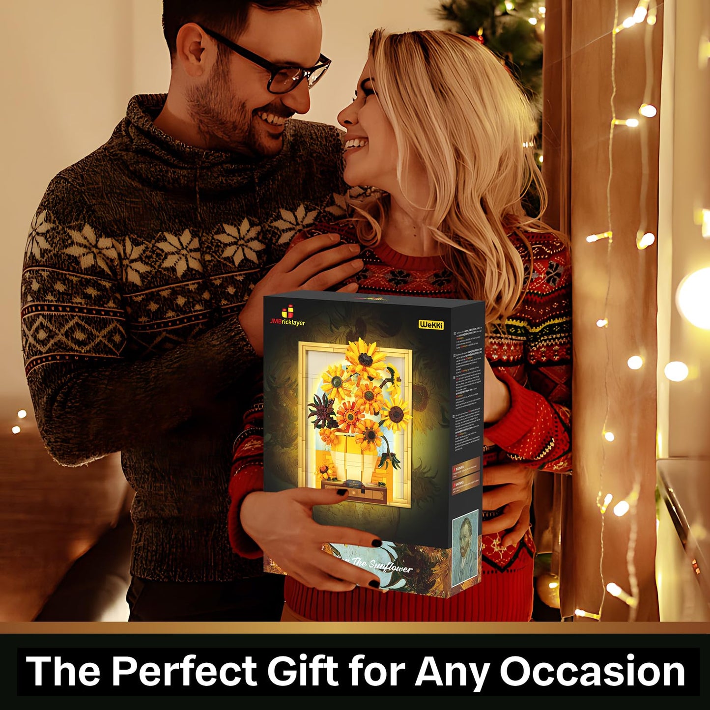 JMBricklayer Flowers Sunflower Building Set with Lights 70004 – Van Gogh Inspired 3D Wall Art