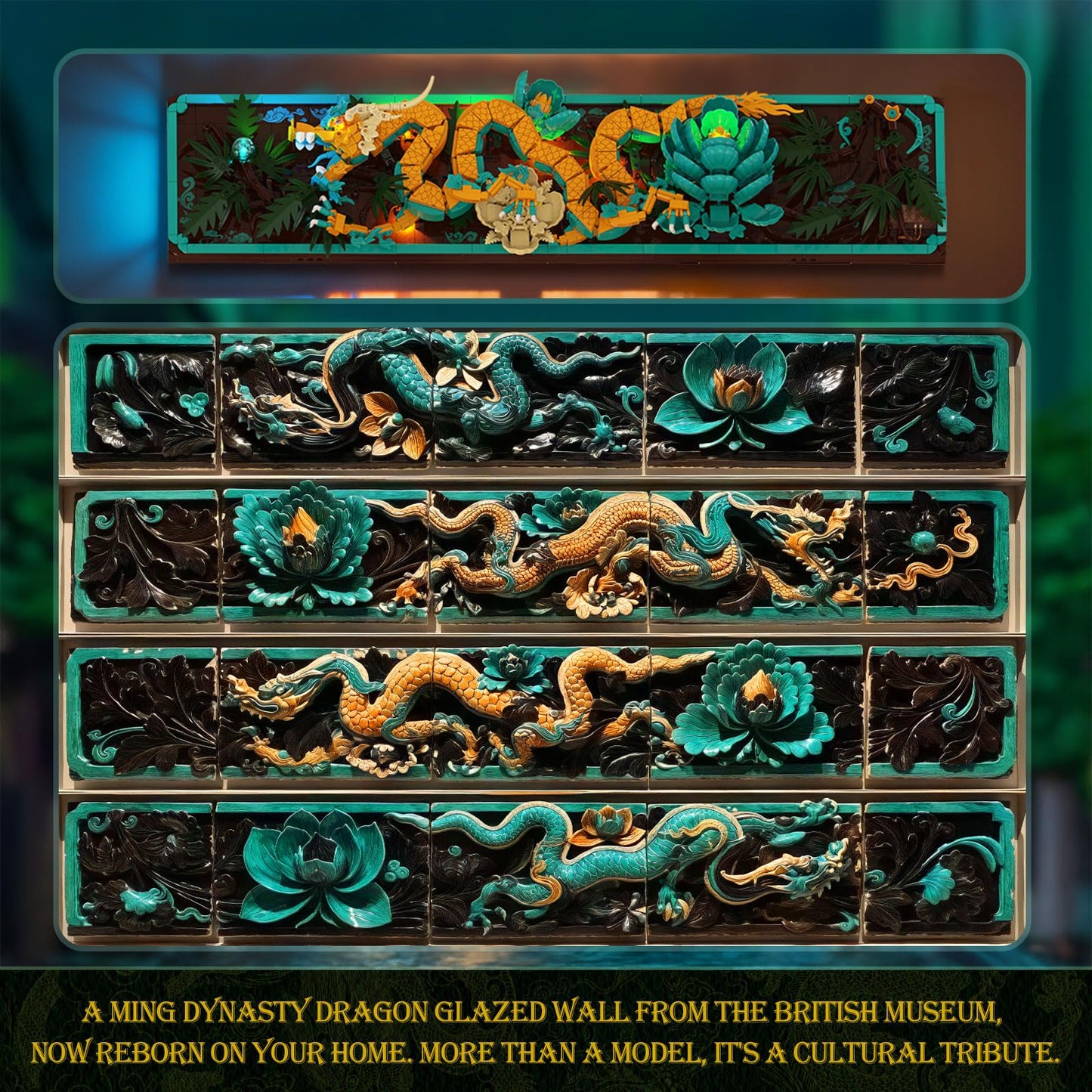 JMBricklayer Mythic Dragon Tiles with LED Lights 70020 – Wall Art Building Set